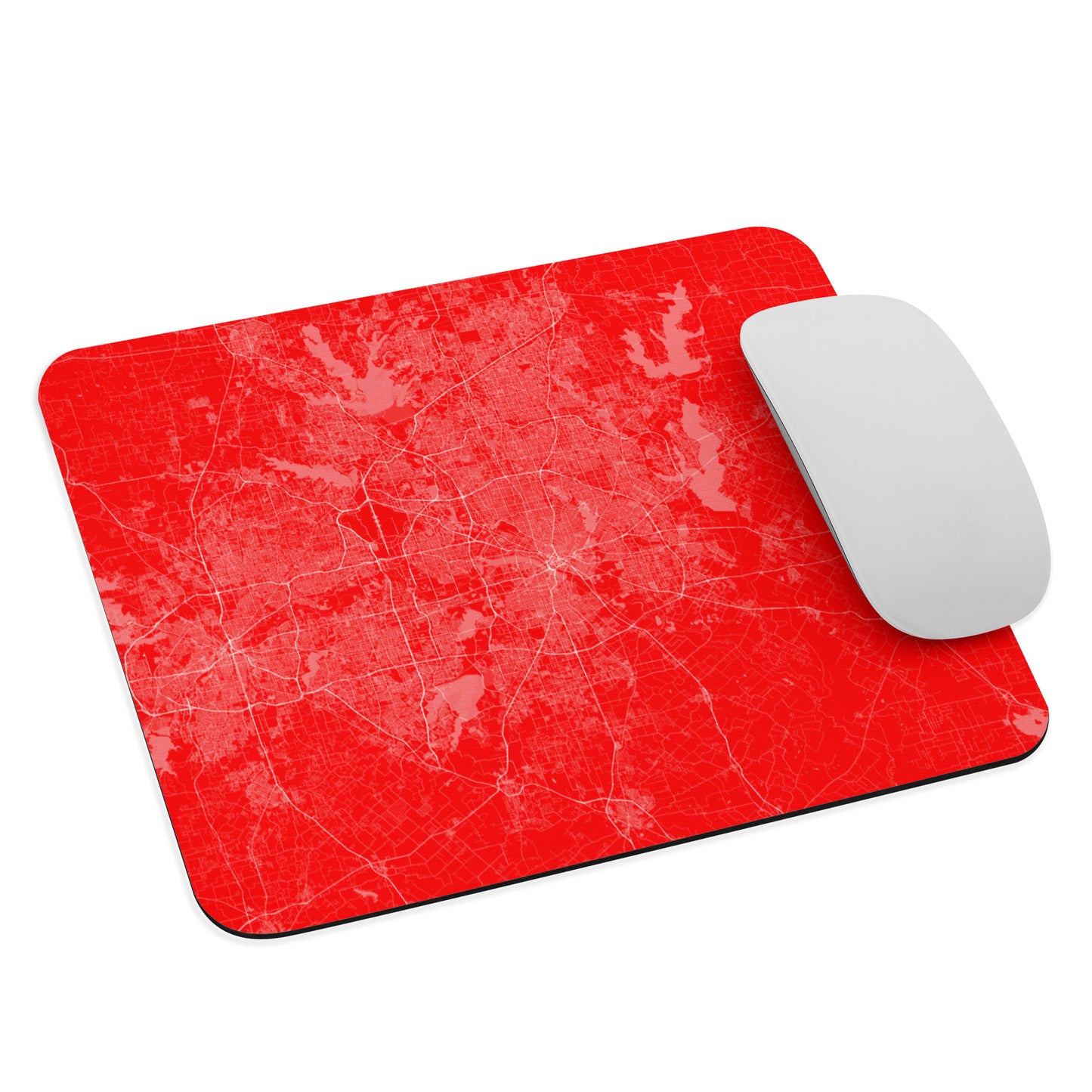 Dallas Red and White Map Mouse Pad