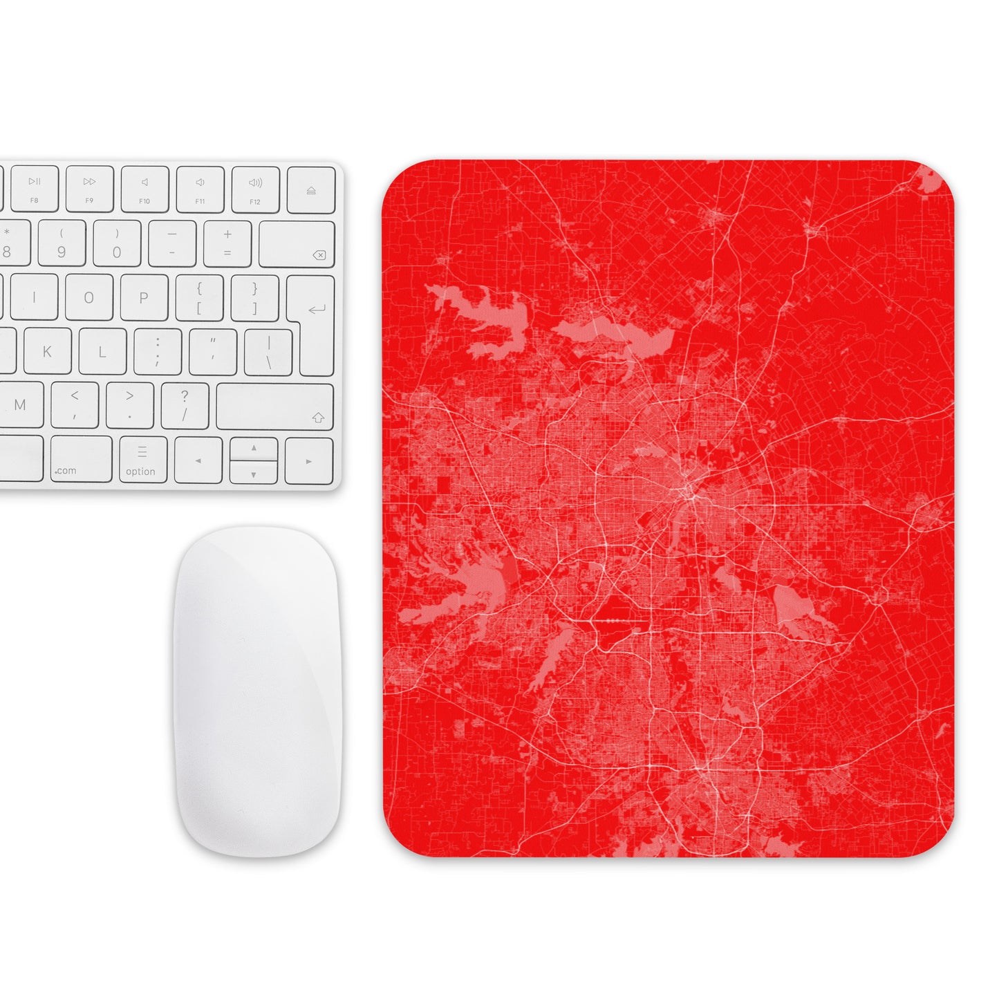Dallas Red and White Map Mouse Pad