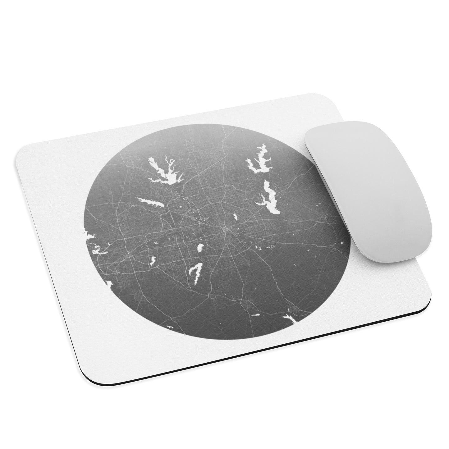 Dallas Silver on White Map Mouse Pad