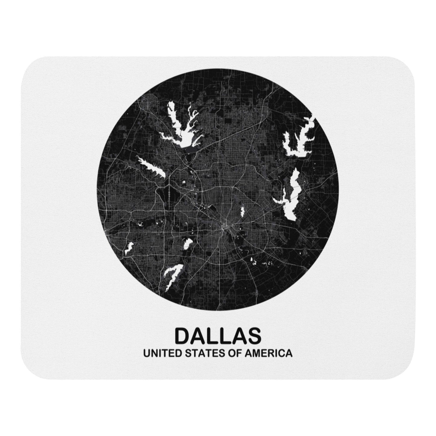 Dallas Circular Black Map Mouse Pad