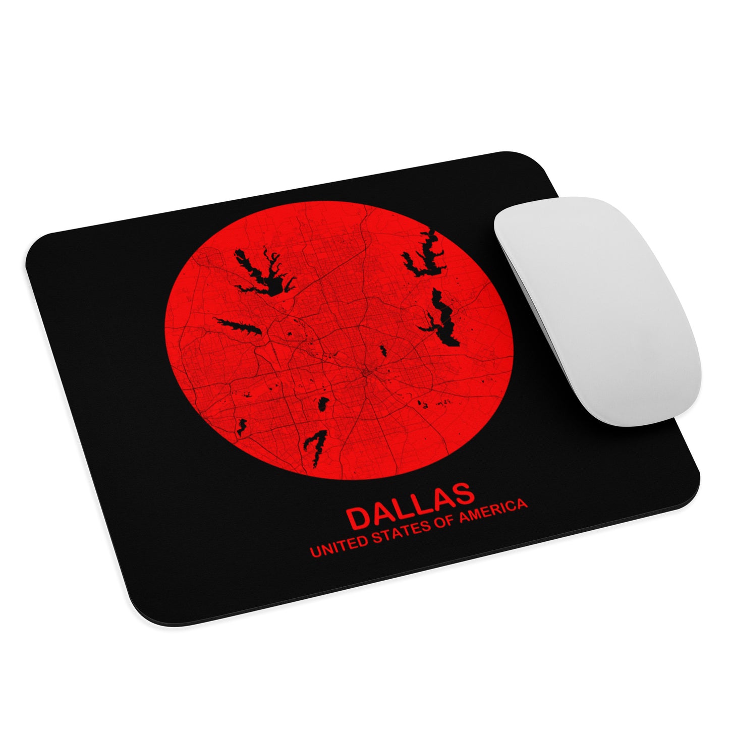 Dallas Circular Red Map Mouse Pad