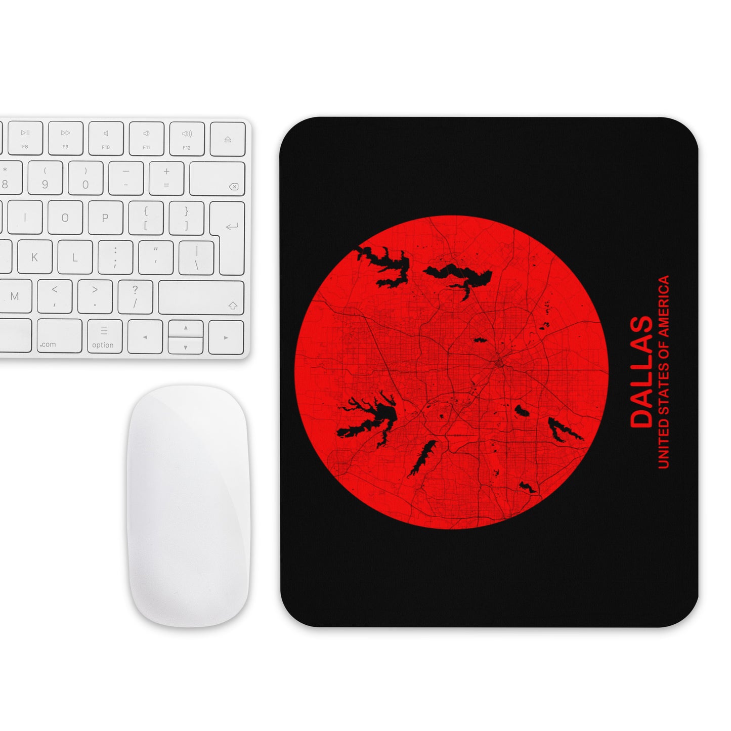 Dallas Circular Red Map Mouse Pad