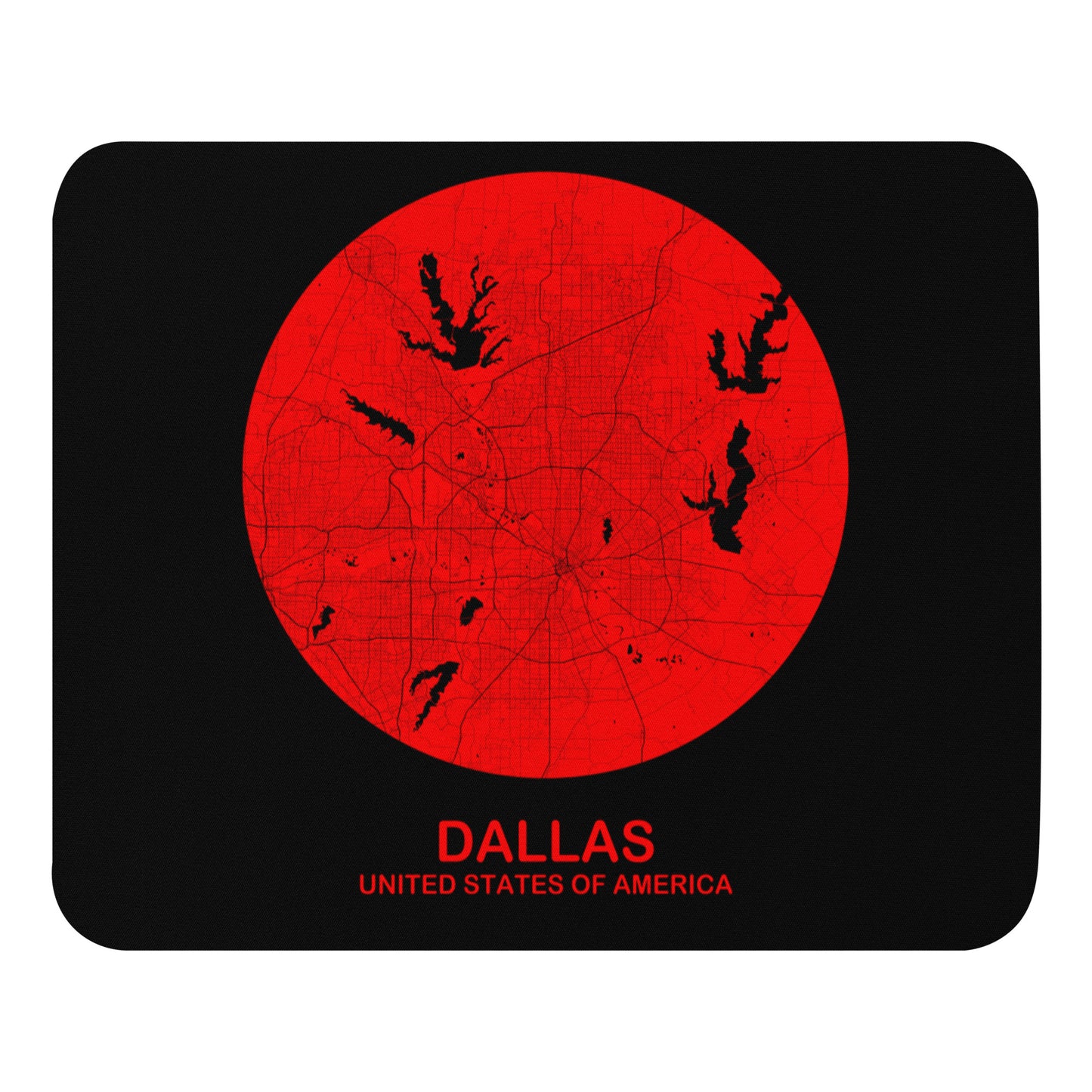 Dallas Circular Red Map Mouse Pad