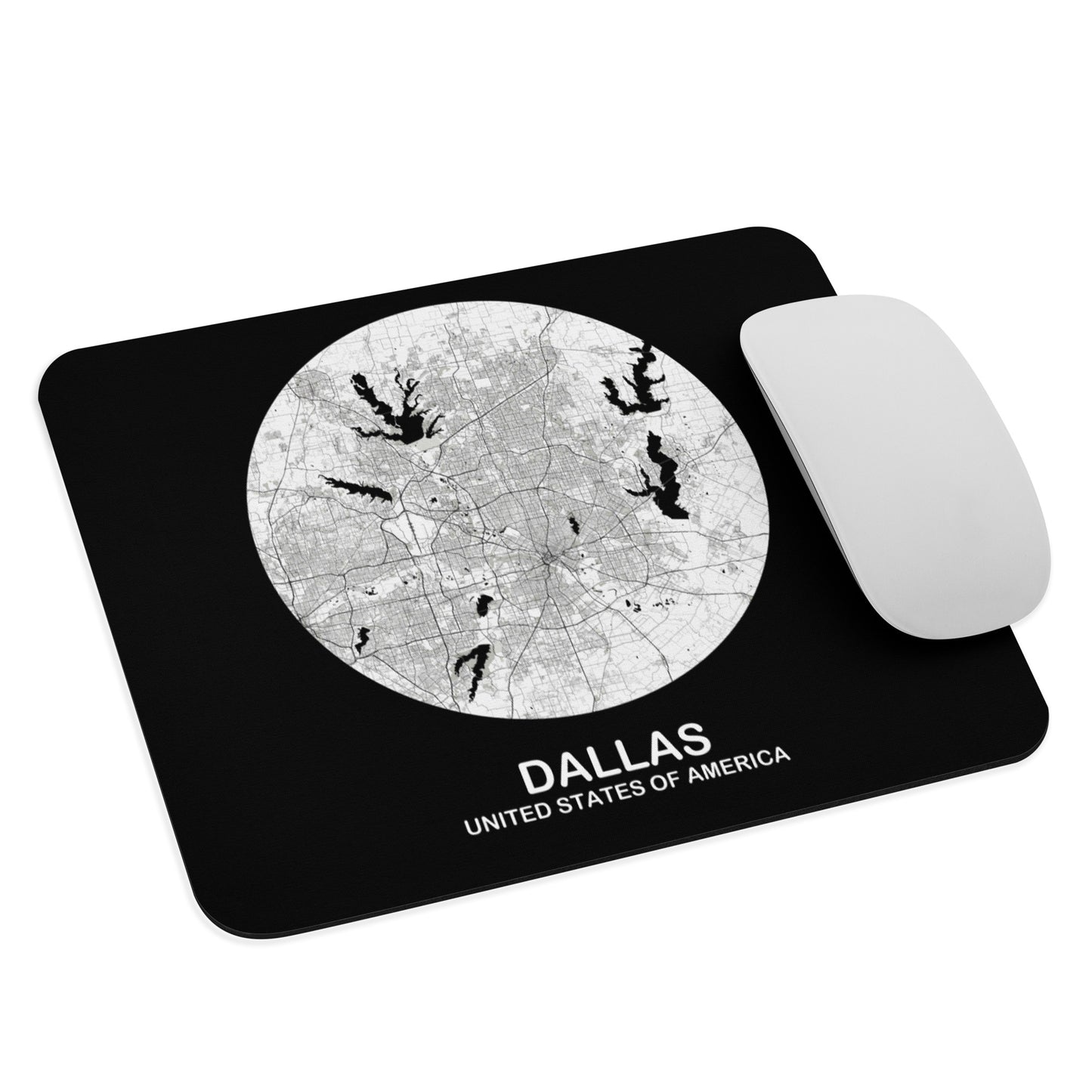 Dallas Circular White Map Mouse Pad