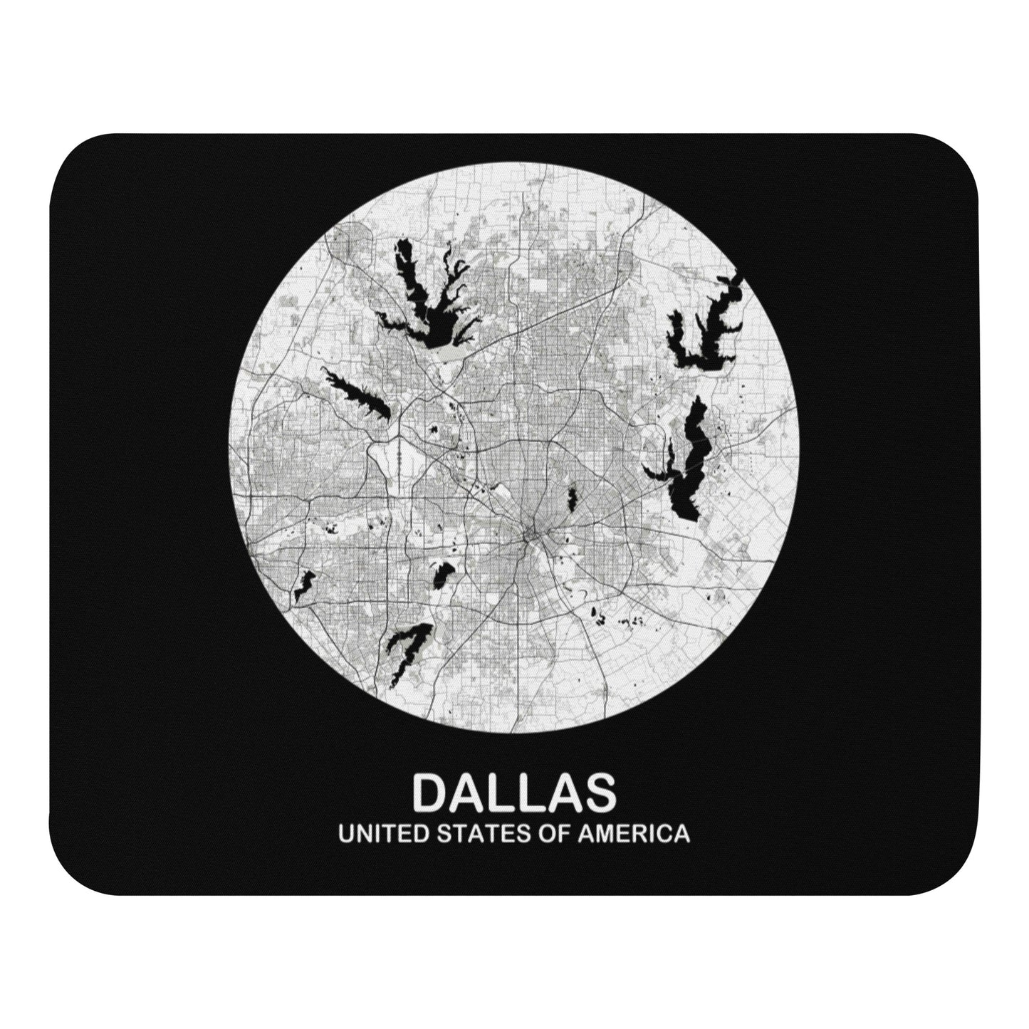 Dallas Circular White Map Mouse Pad