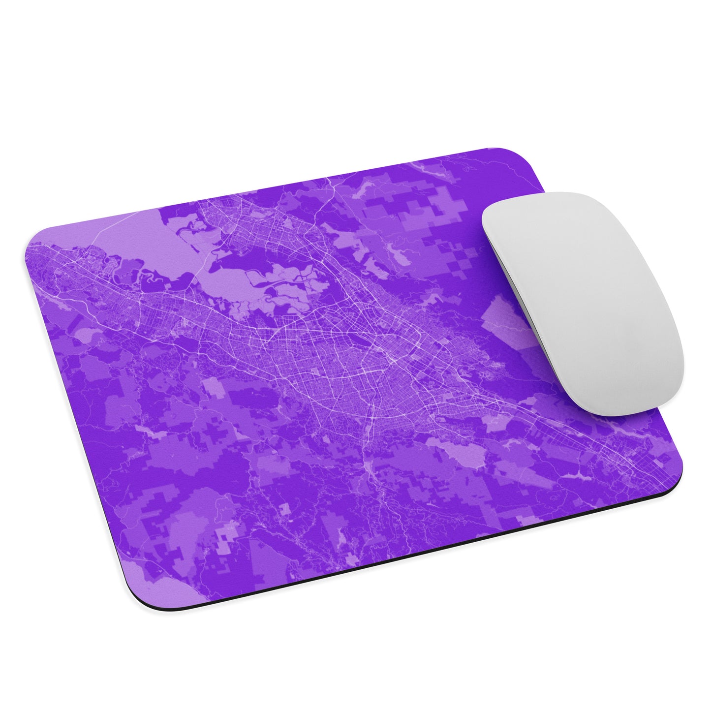 San Jose Purple and White Map Mouse Pad