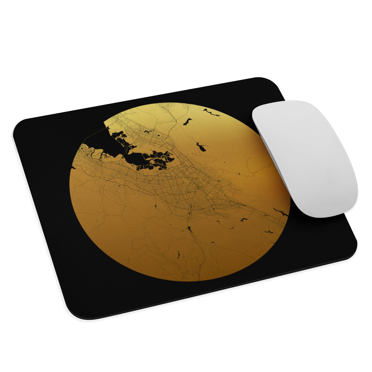 San Jose Gold on Black Map Mouse Pad