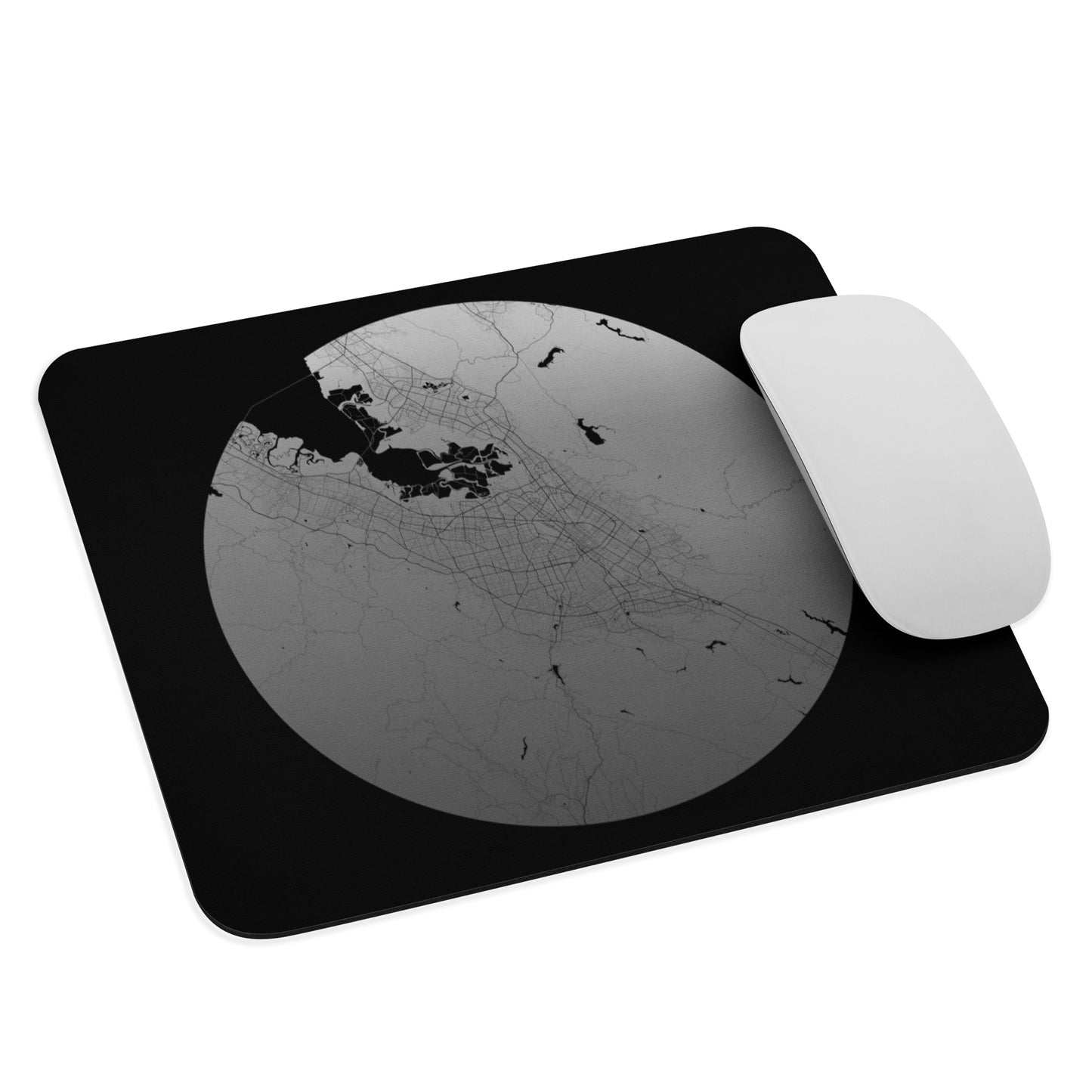 San Jose Silver on Black Map Mouse Pad