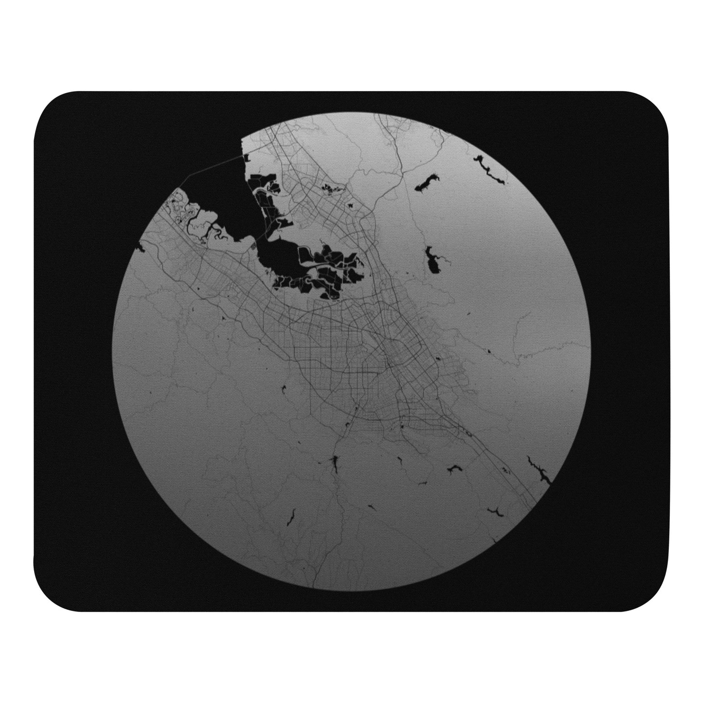San Jose Silver on Black Map Mouse Pad