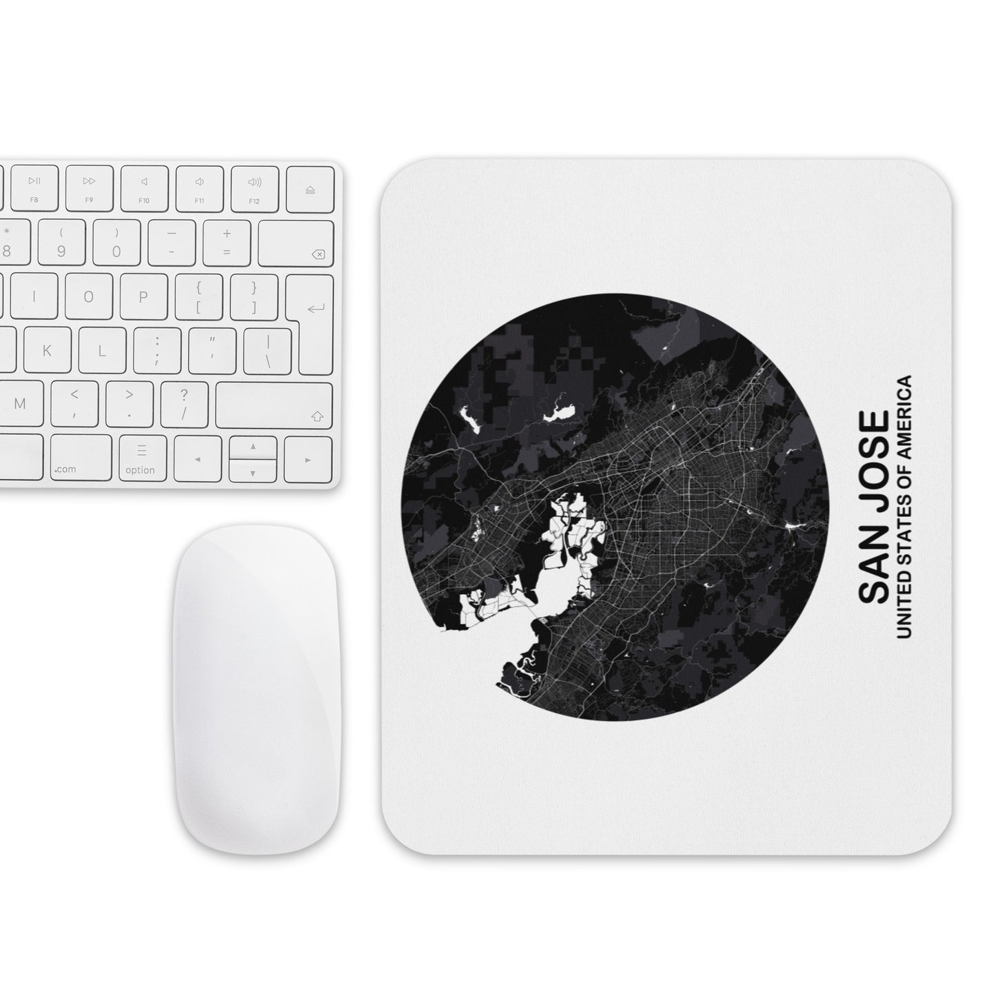 San Jose Circular Black Map Mouse Pad