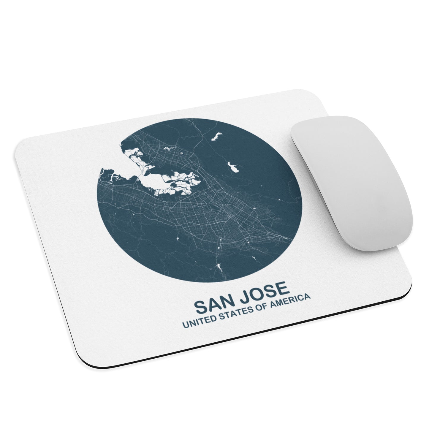 San Jose Circular Blue Map Mouse Pad