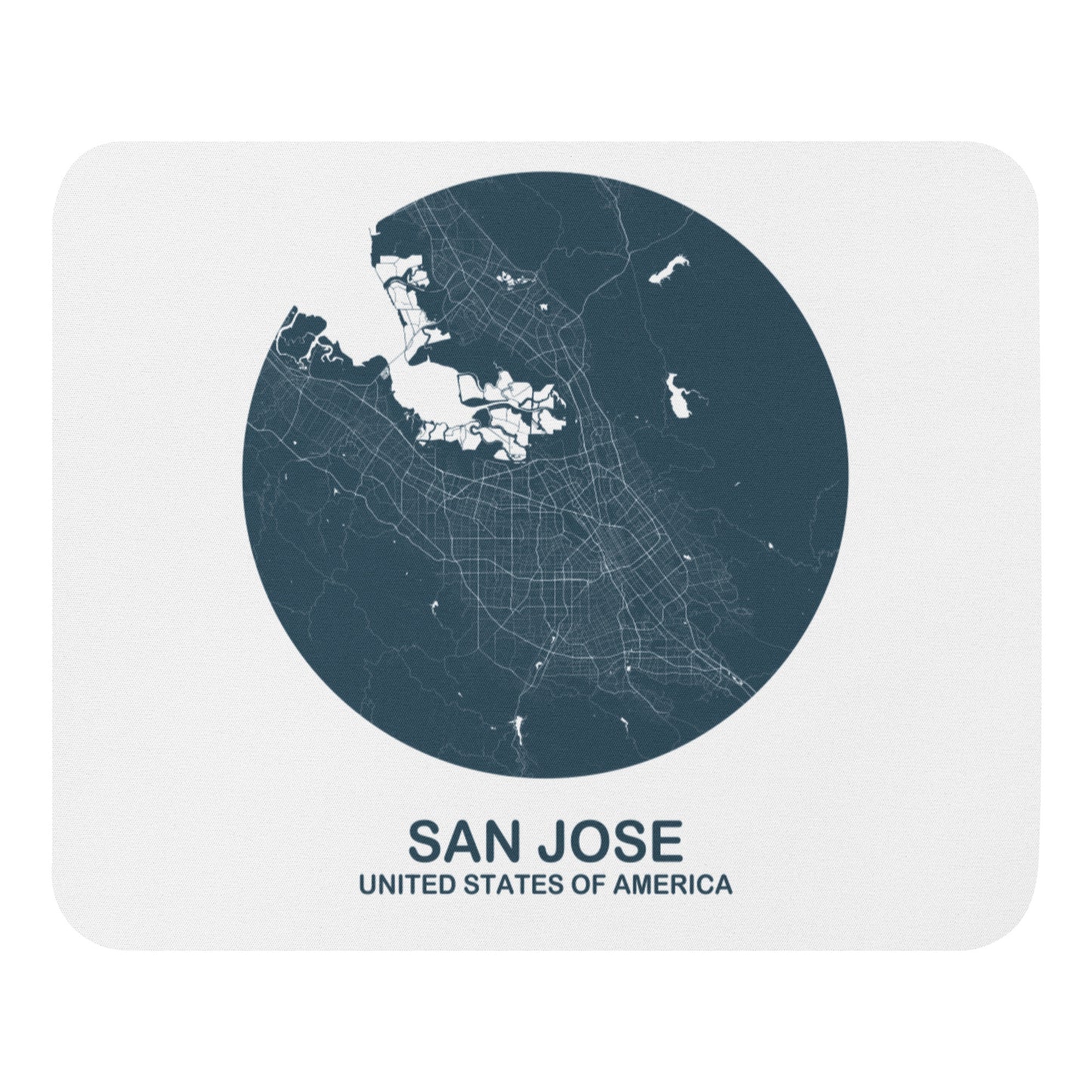 San Jose Circular Blue Map Mouse Pad