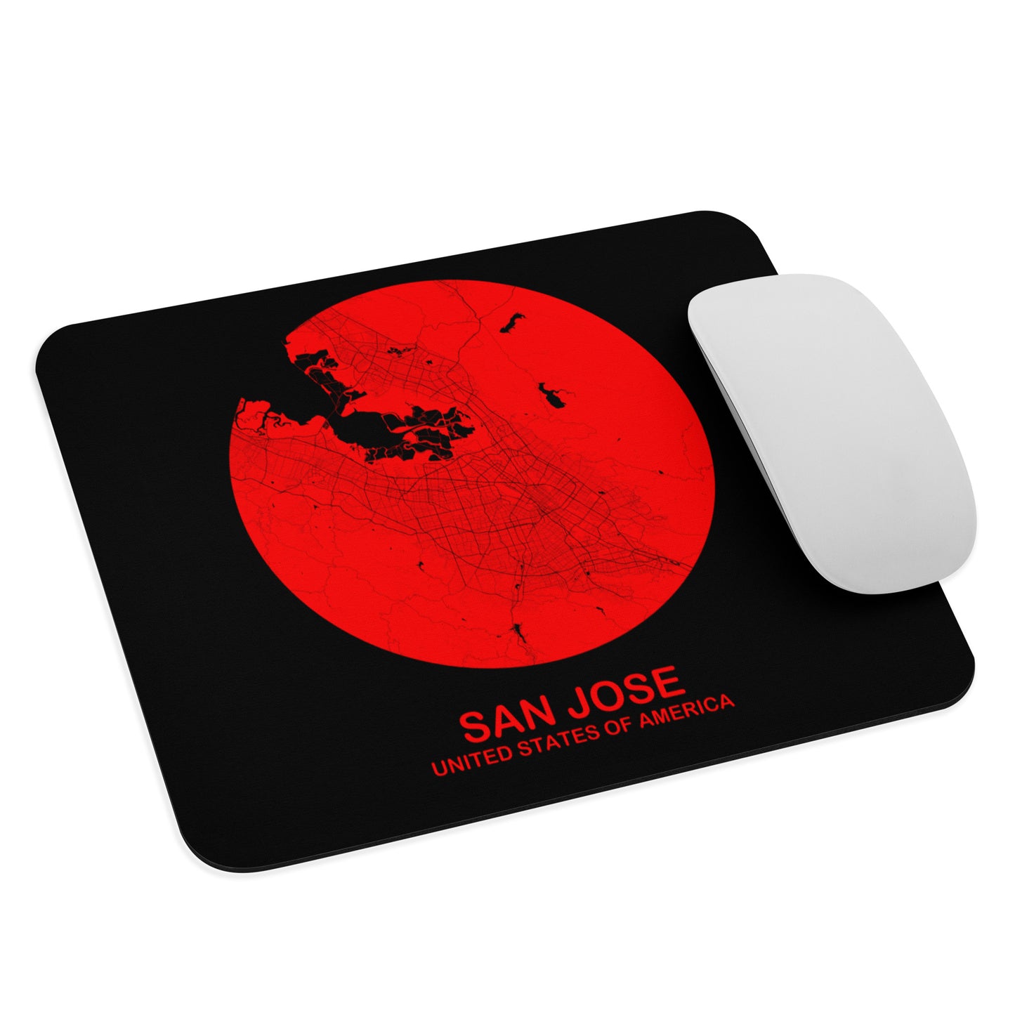San Jose Circular Red Map Mouse Pad
