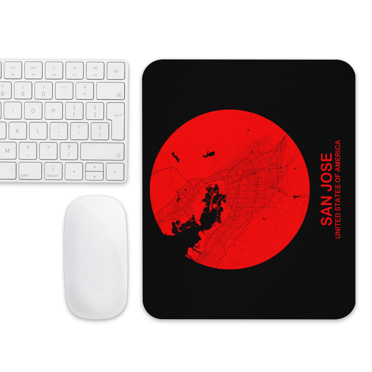 San Jose Circular Red Map Mouse Pad