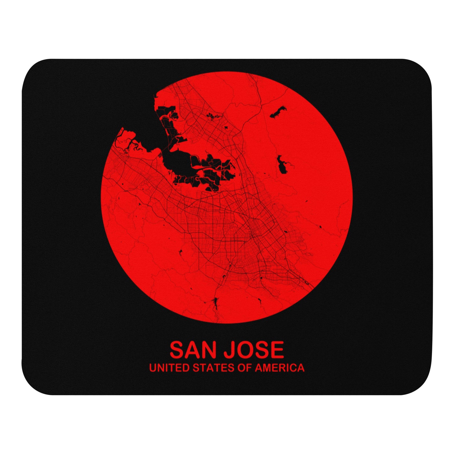 San Jose Circular Red Map Mouse Pad