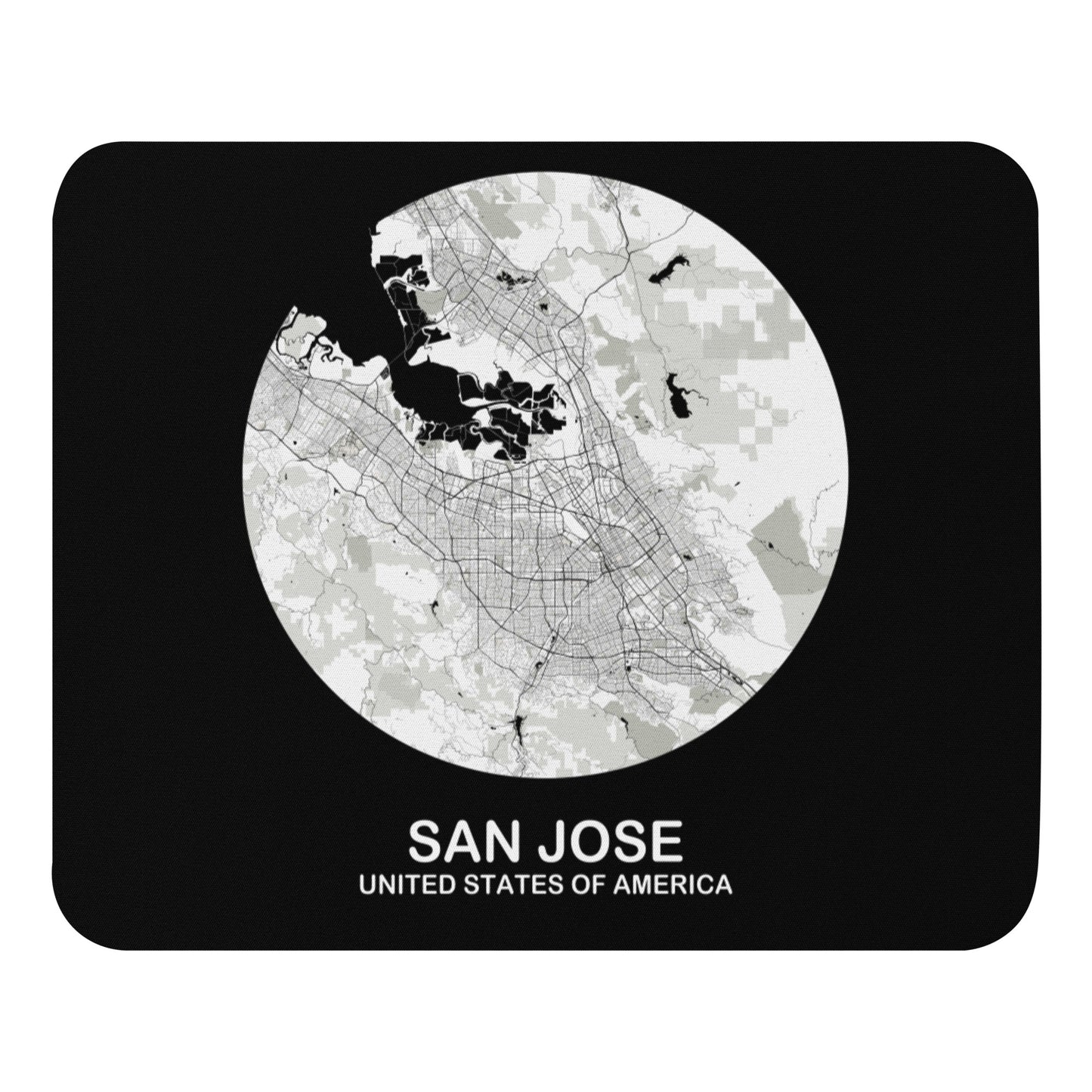 San Jose Circular White Map Mouse Pad
