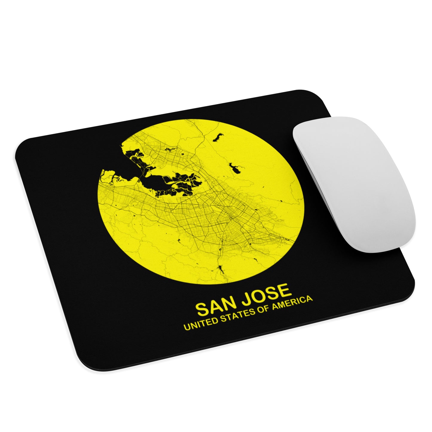San Jose Circular Yellow Map Mouse Pad