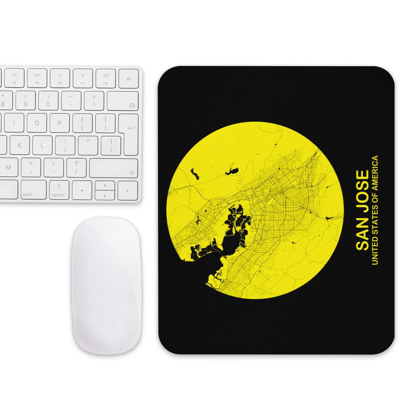 San Jose Circular Yellow Map Mouse Pad