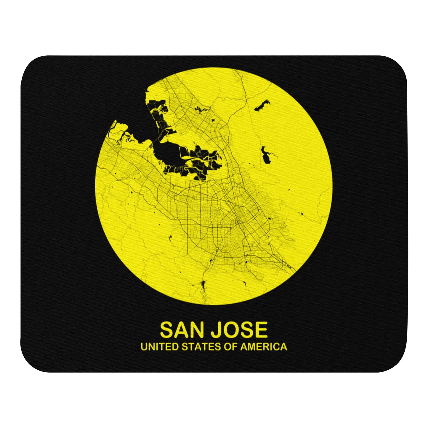 San Jose Circular Yellow Map Mouse Pad