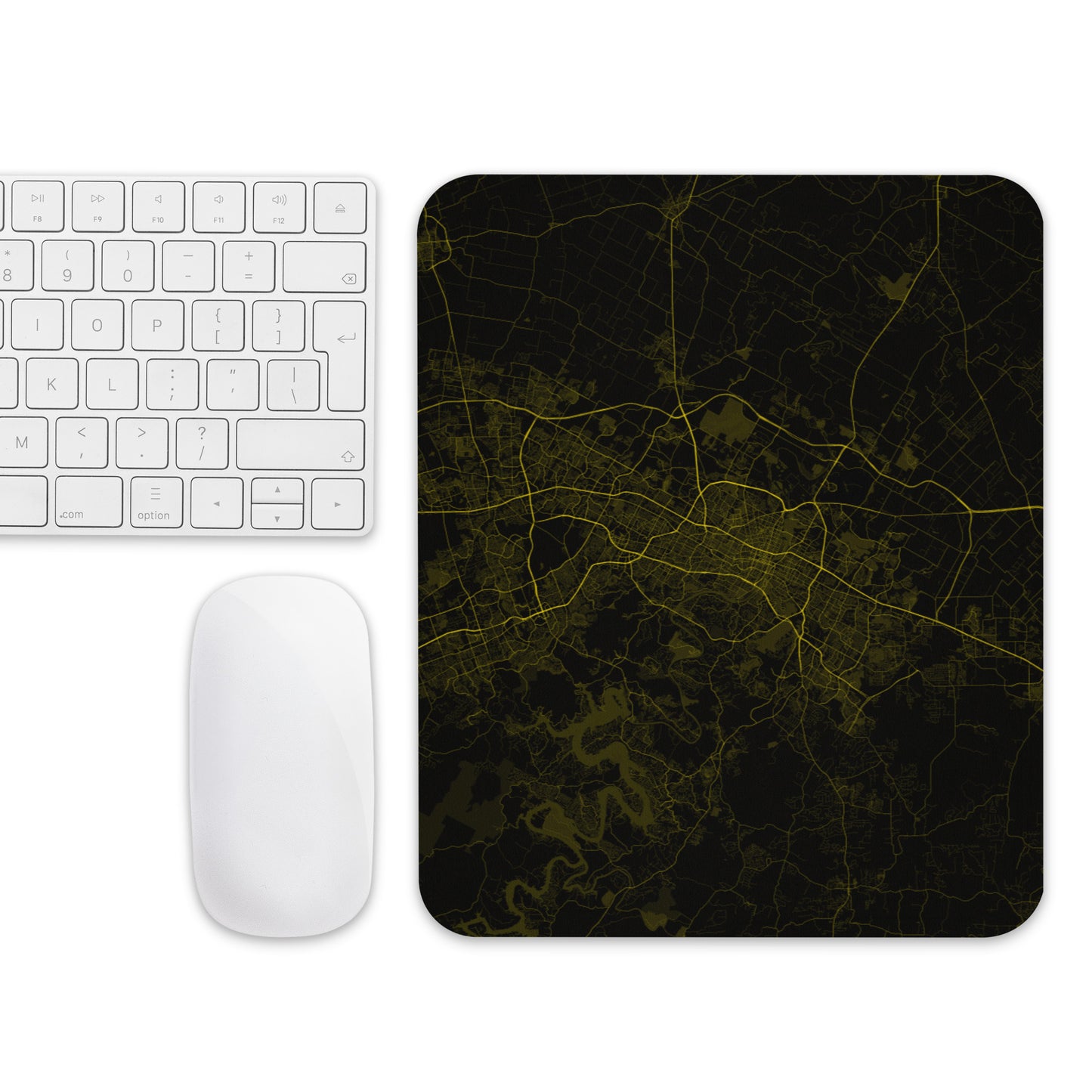 Austin Black and Yellow Map Mouse Pad