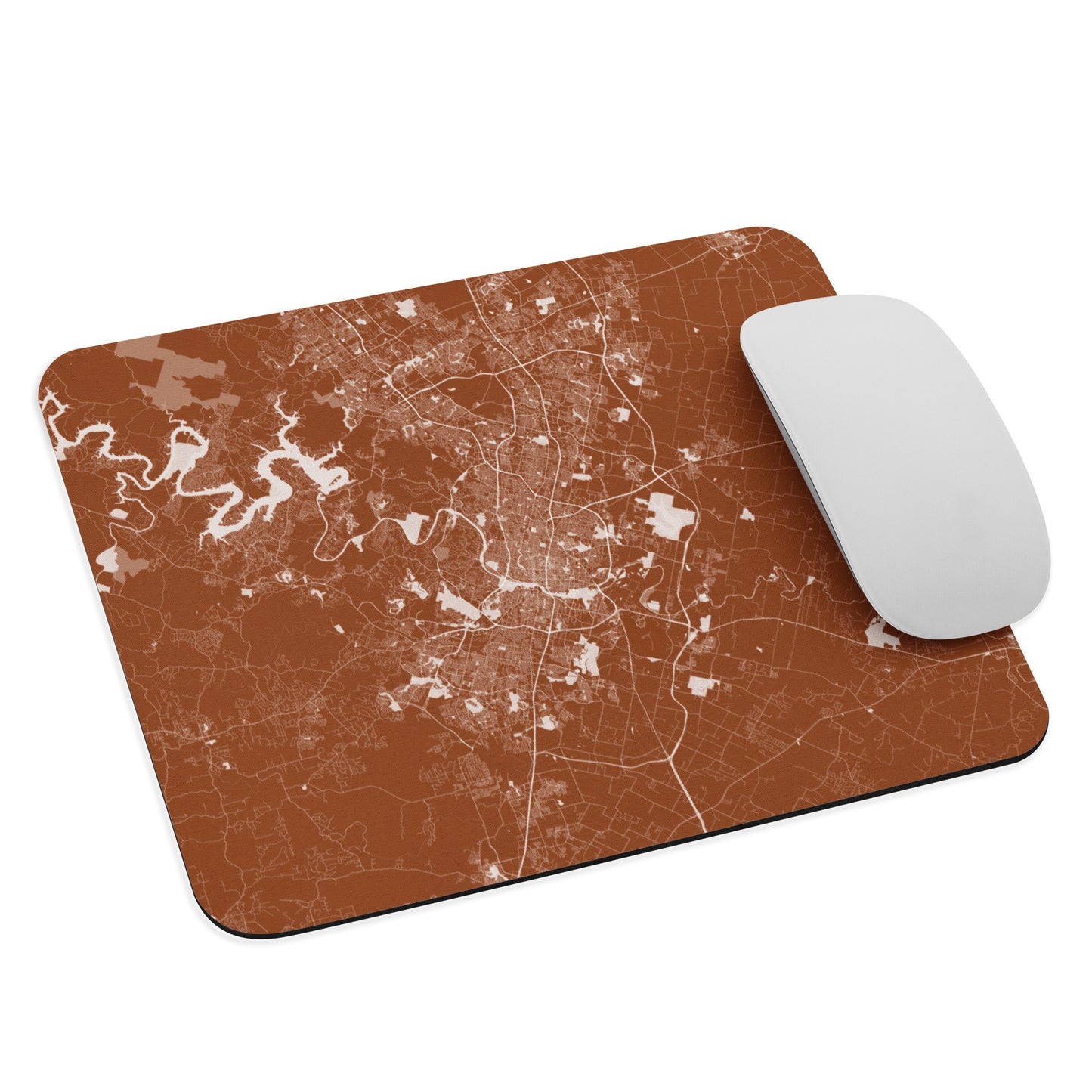 Austin Brown and White Map Mouse Pad