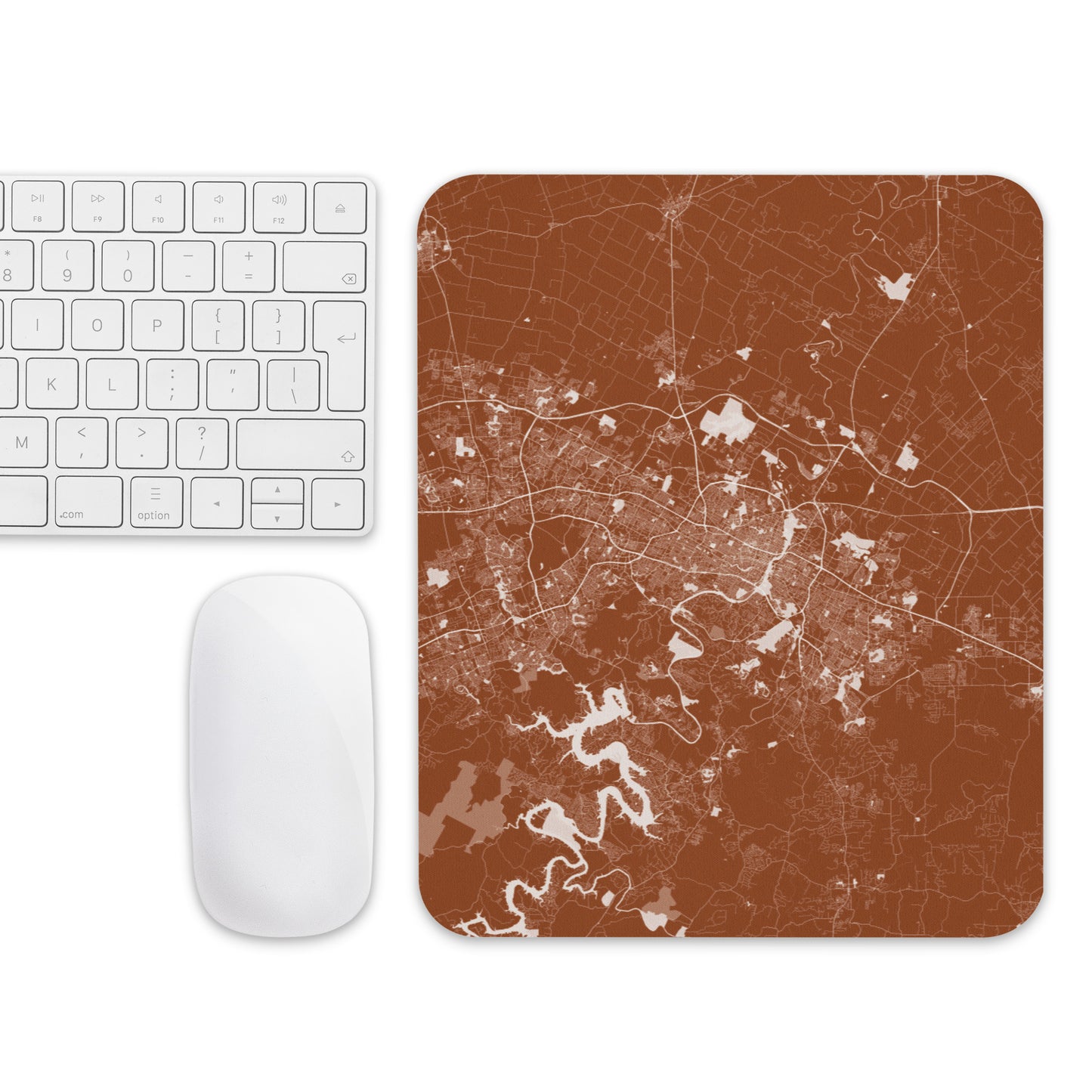 Austin Brown and White Map Mouse Pad