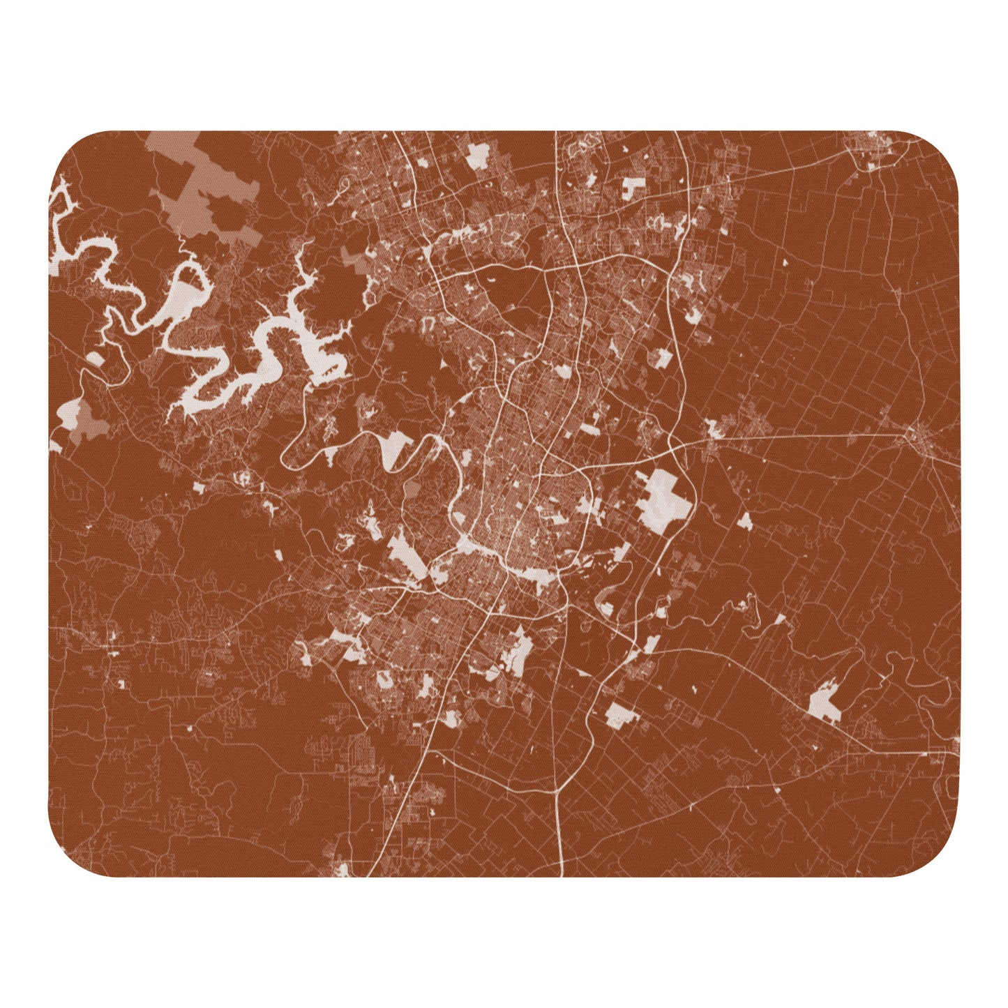 Austin Brown and White Map Mouse Pad
