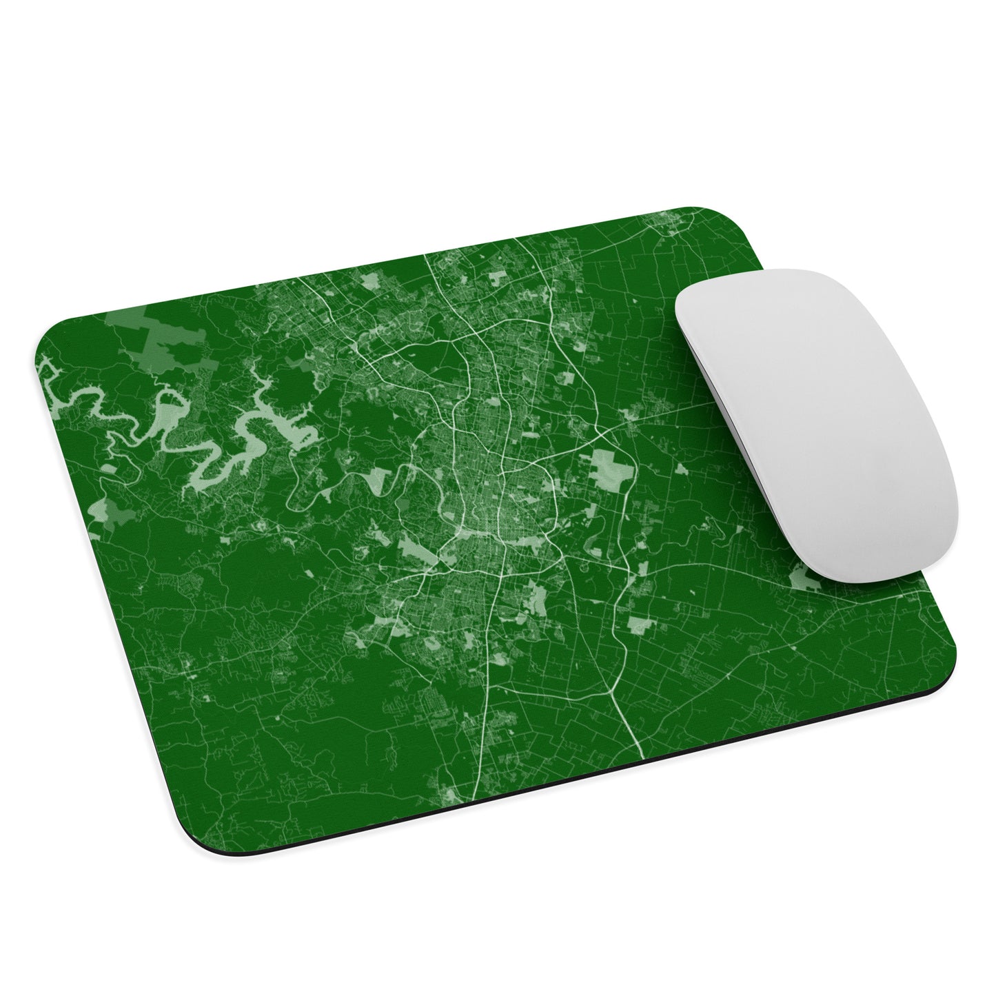 Austin Green and White Map Mouse Pad