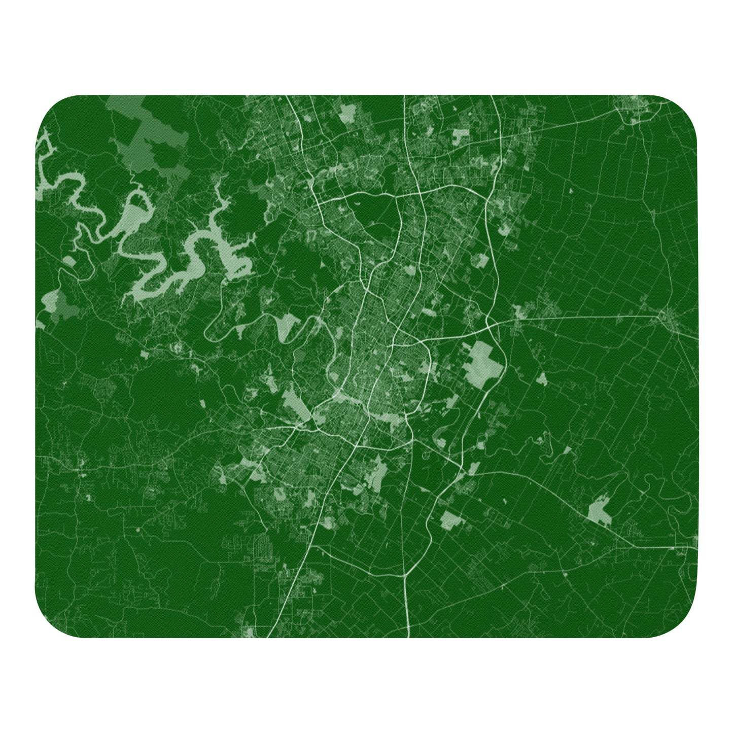 Austin Green and White Map Mouse Pad