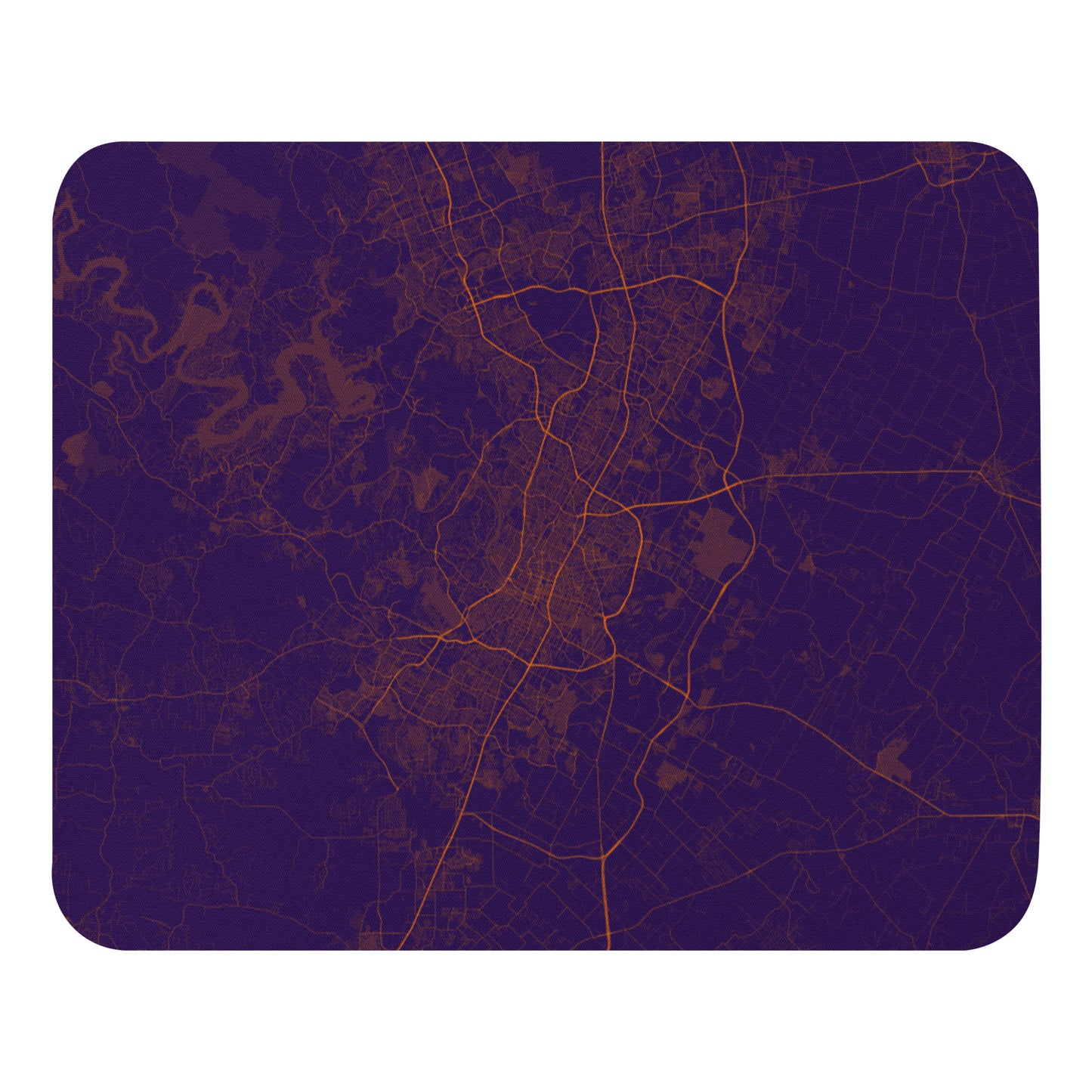 Austin Purple and Orange Map Mouse Pad