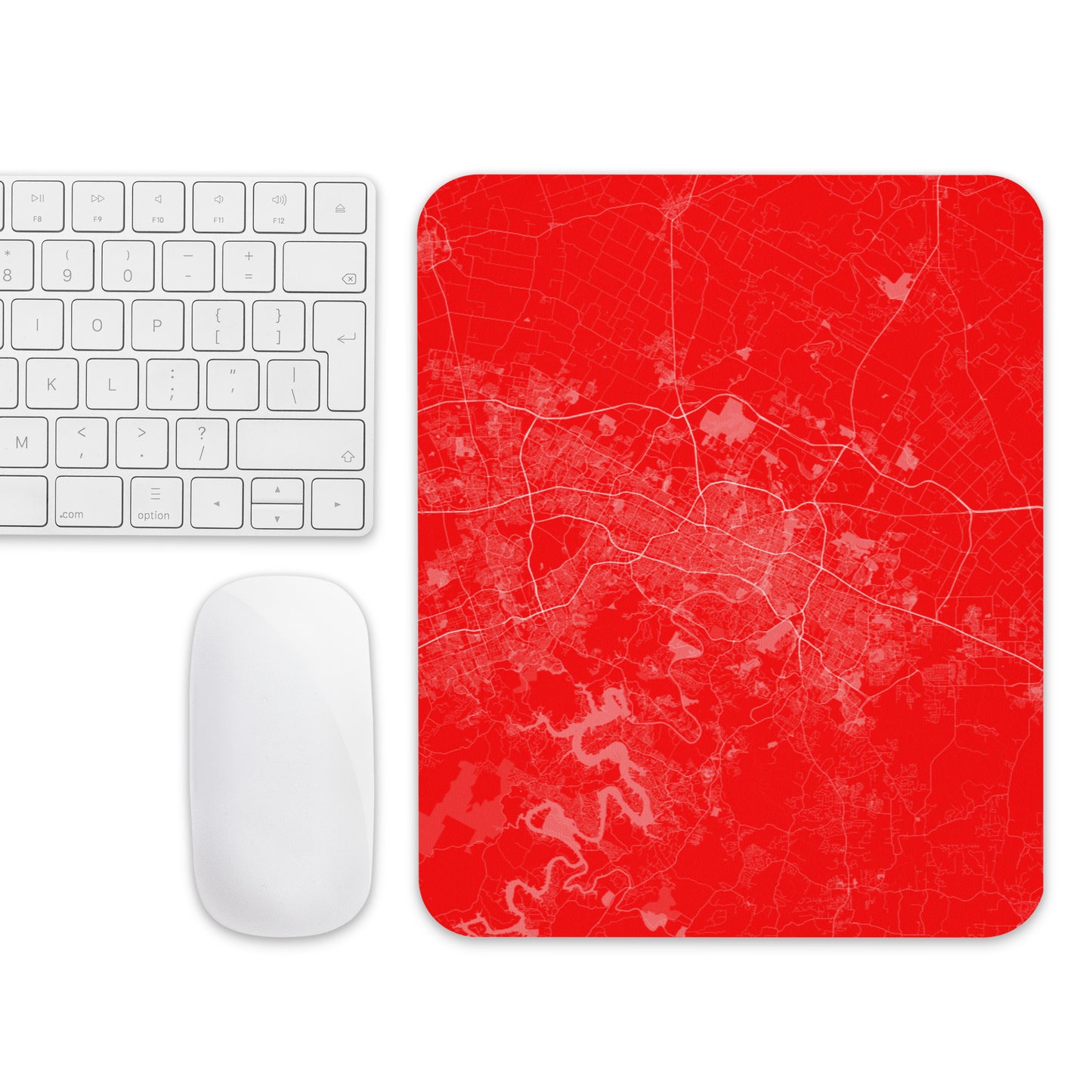 Austin Red and White Map Mouse Pad