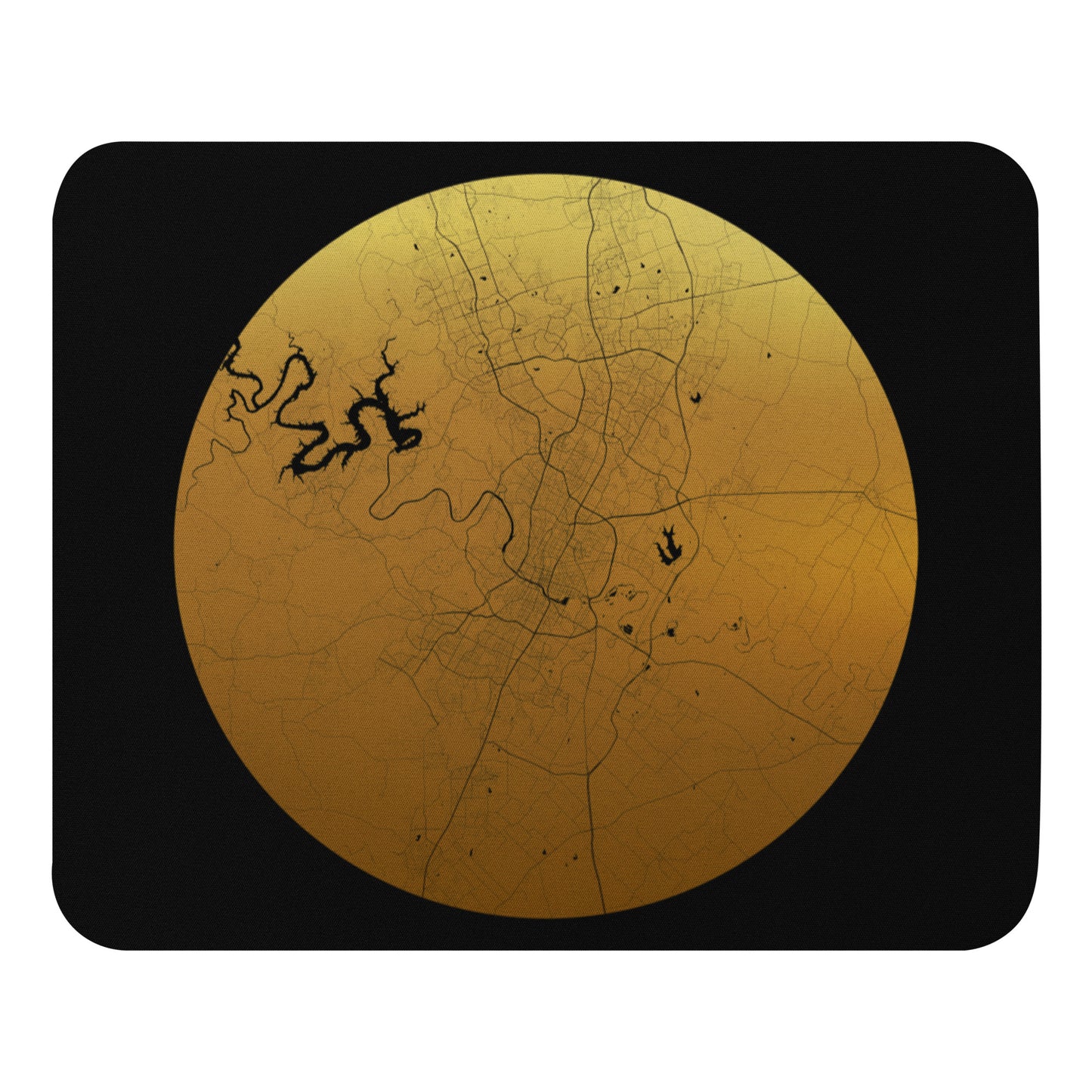 Austin Gold on Black Map Mouse Pad