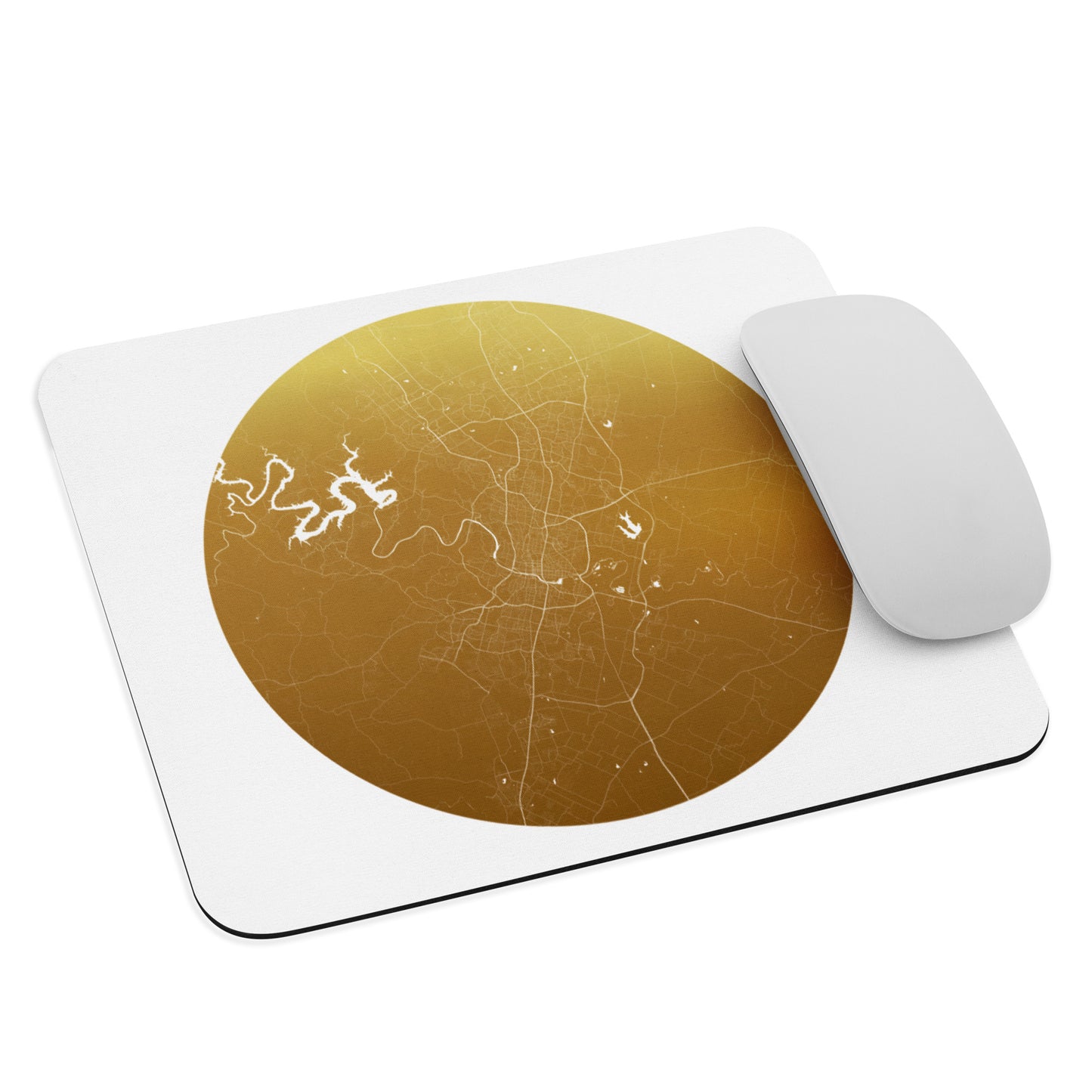 Austin Gold on White Map Mouse Pad