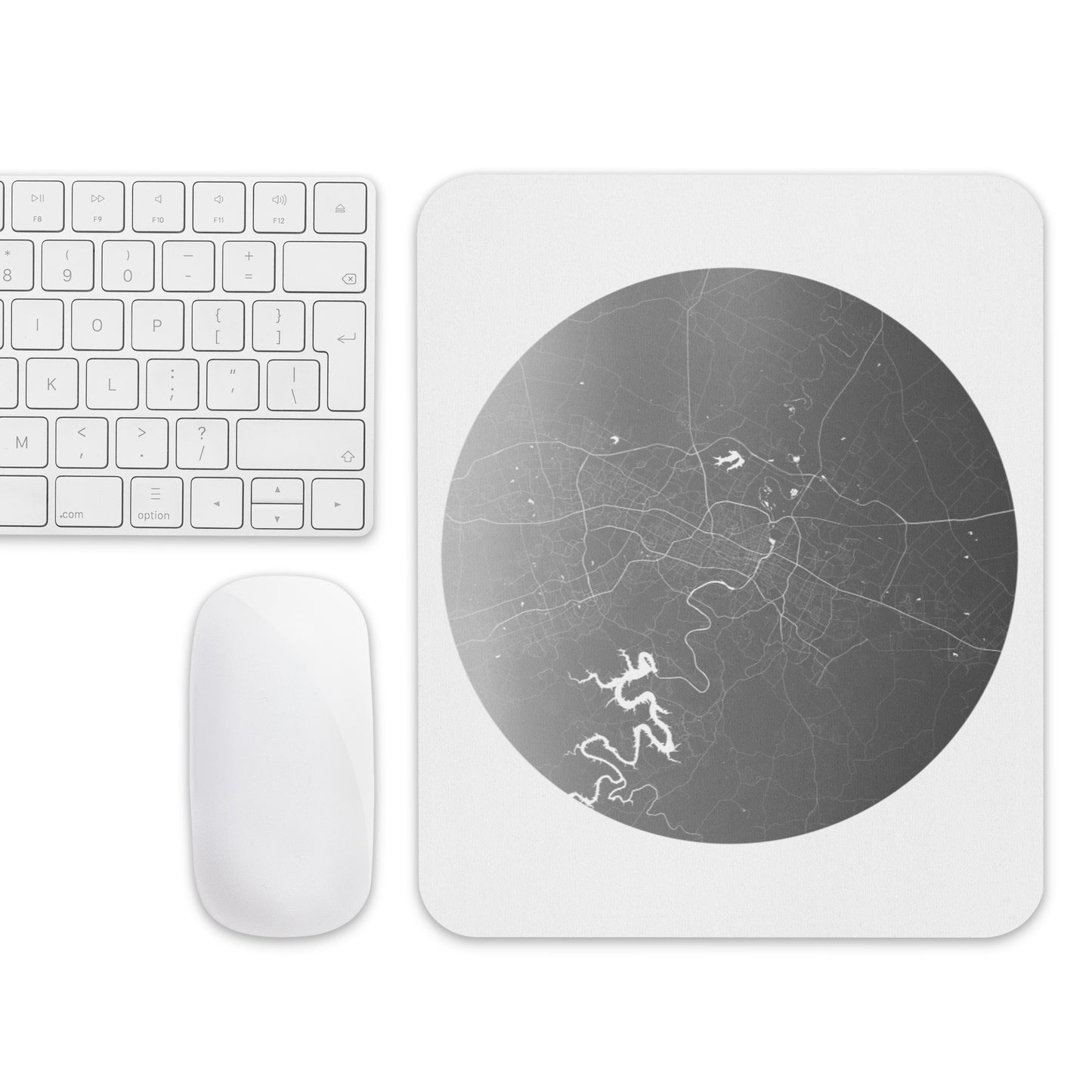 Austin Silver on White Map Mouse Pad