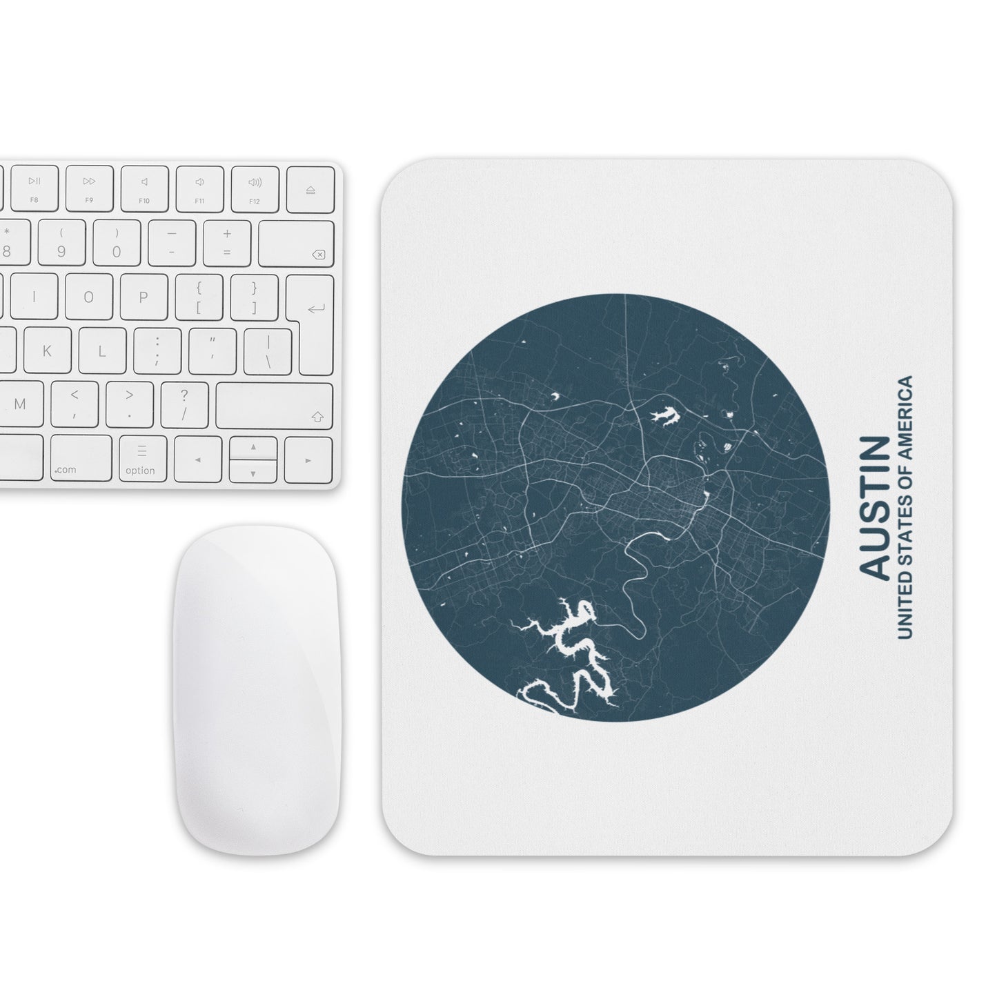 Austin Circular Blue Map Mouse Pad