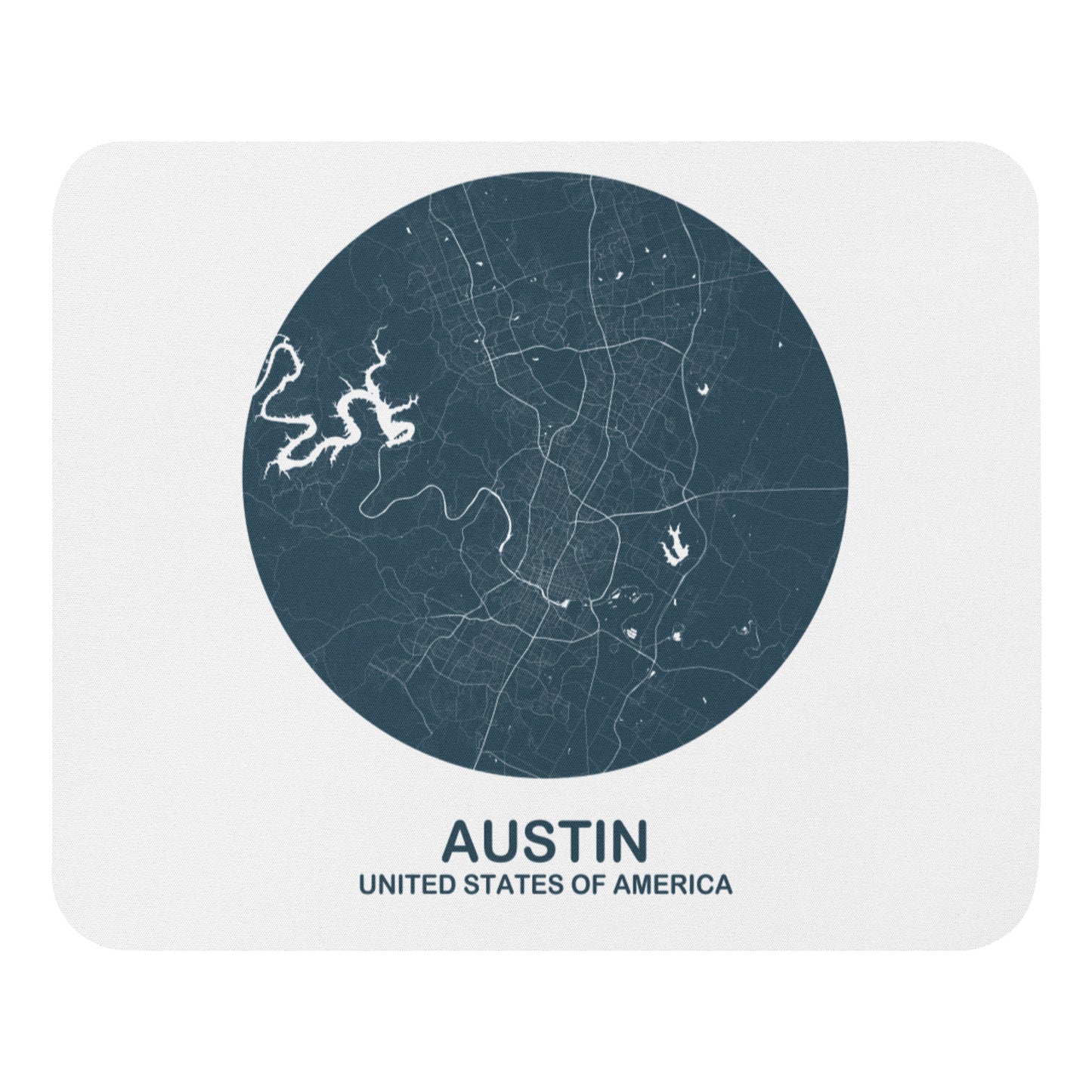 Austin Circular Blue Map Mouse Pad