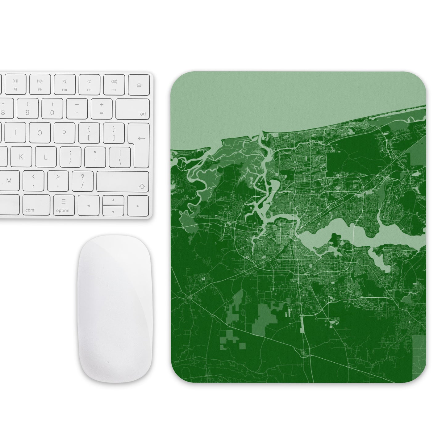 Jacksonville Green and White Map Mouse Pad