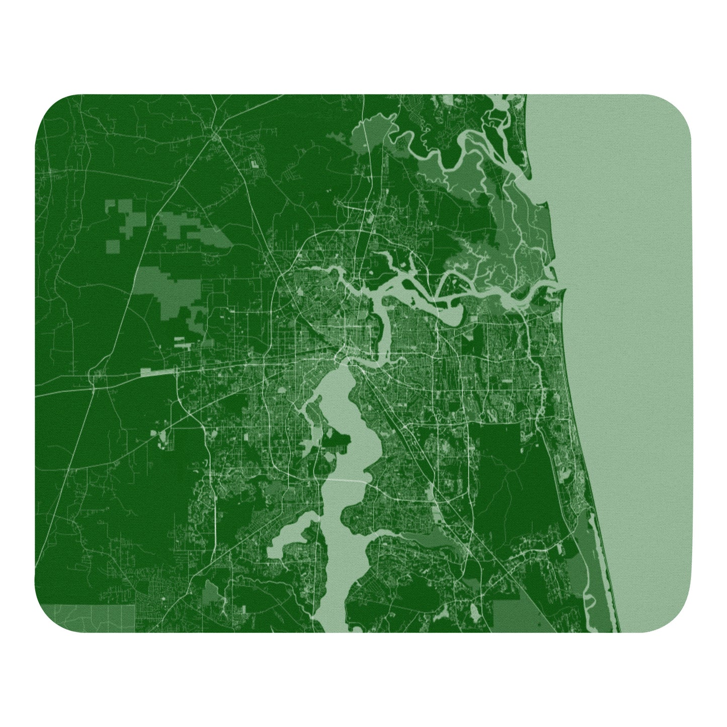 Jacksonville Green and White Map Mouse Pad