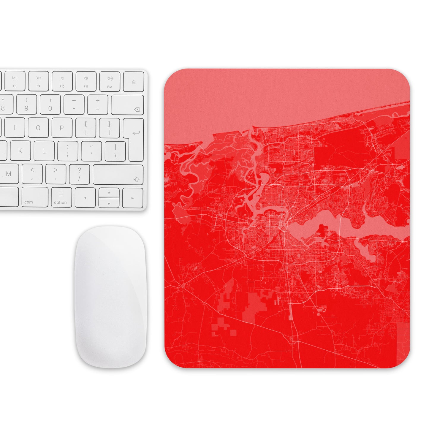 Jacksonville Red and White Map Mouse Pad