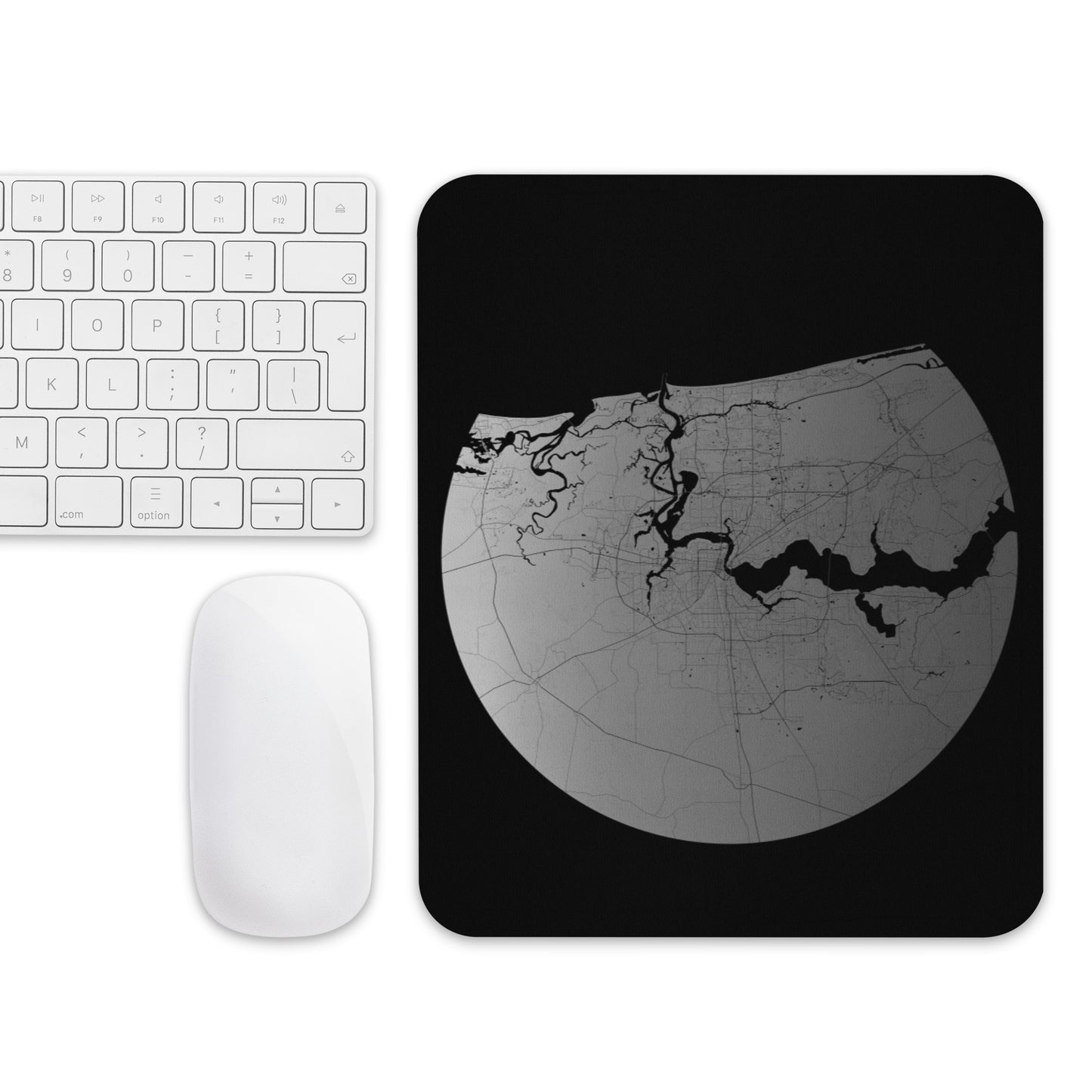 Jacksonville Silver on Black Map Mouse Pad