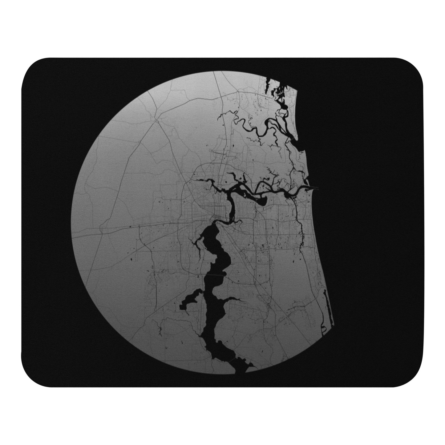 Jacksonville Silver on Black Map Mouse Pad
