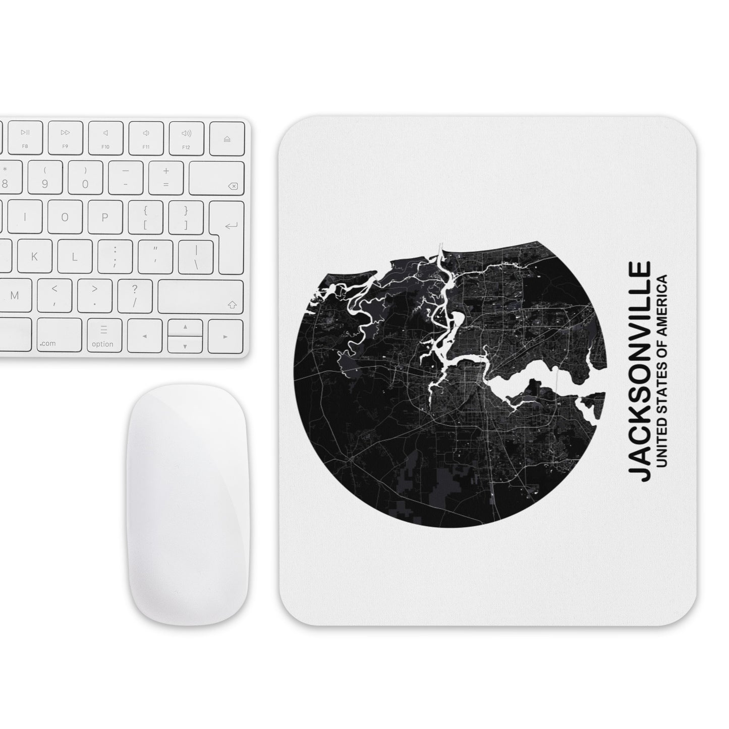 Jacksonville Circular Black Map Mouse Pad