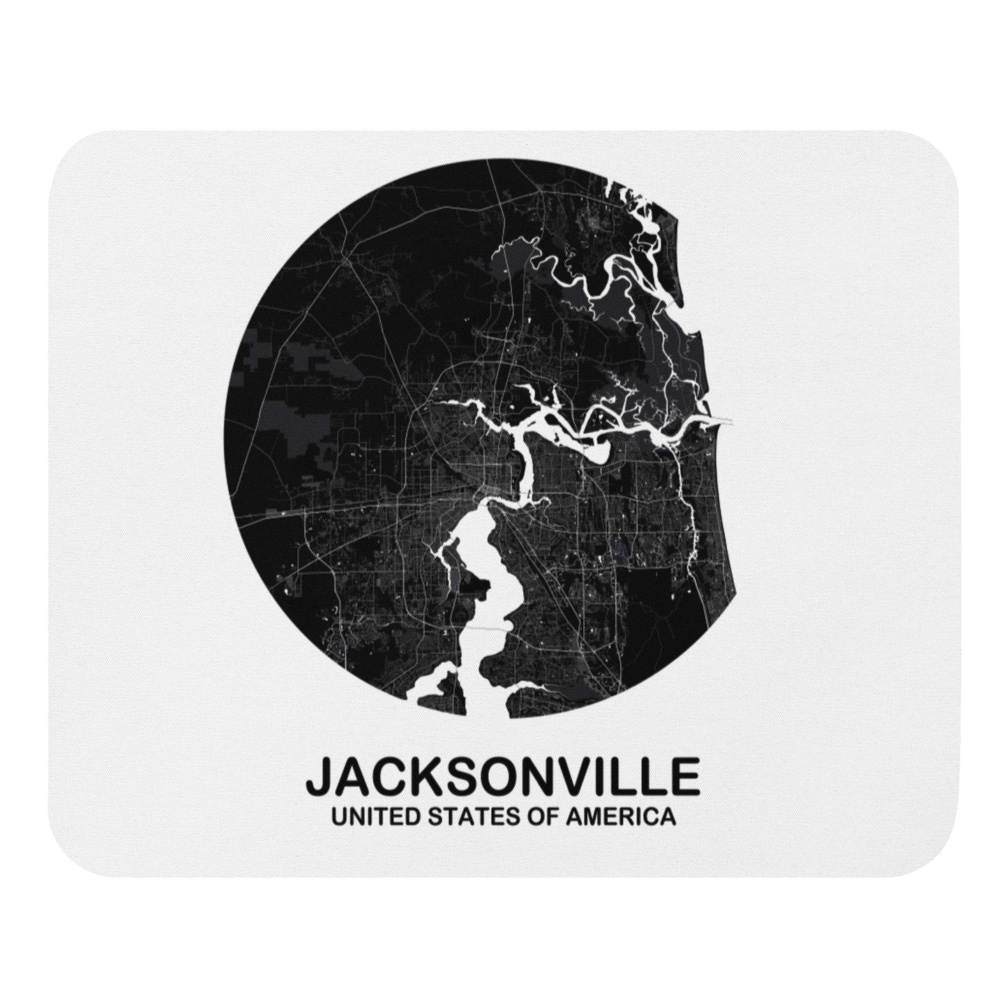 Jacksonville Circular Black Map Mouse Pad