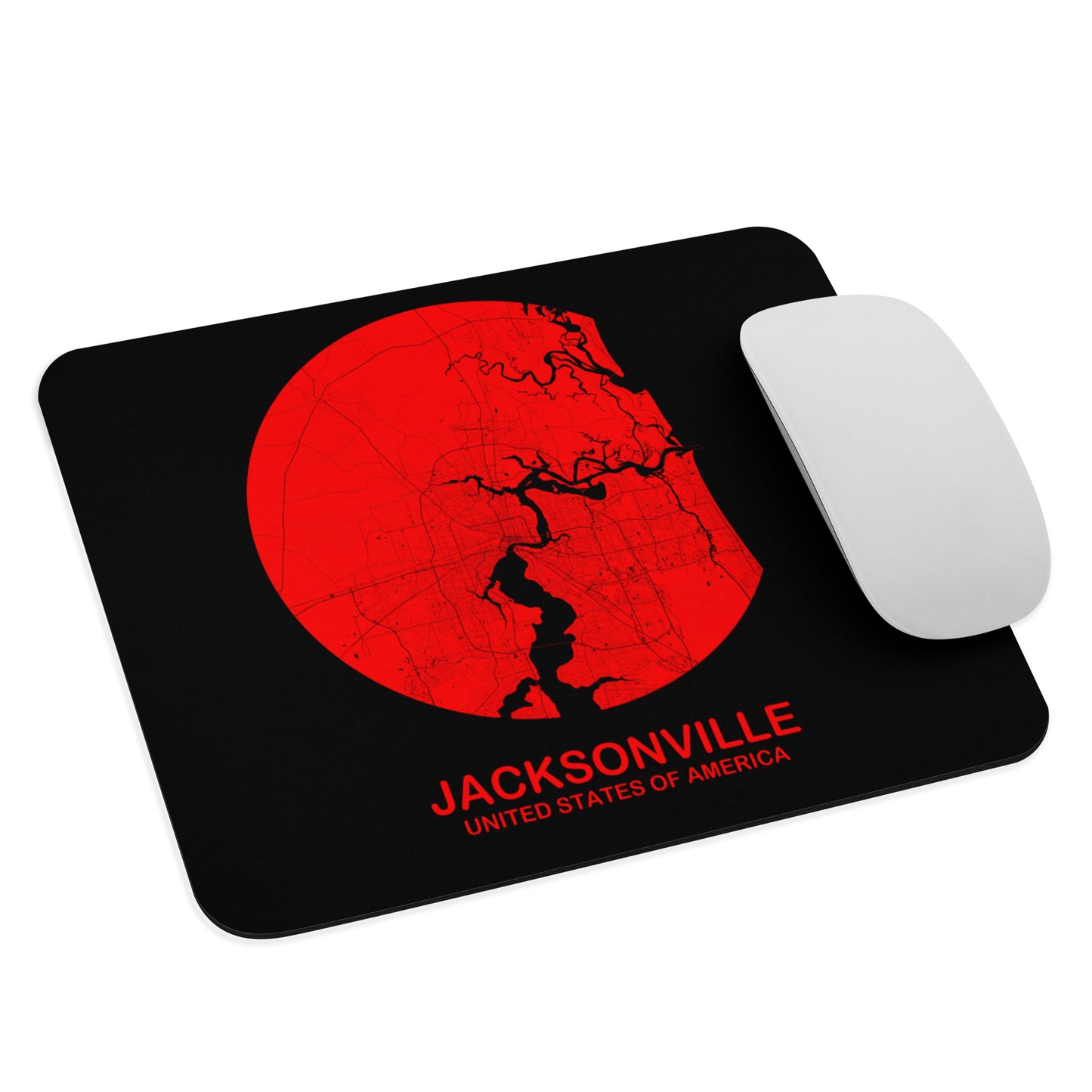 Jacksonville Circular Red Map Mouse Pad