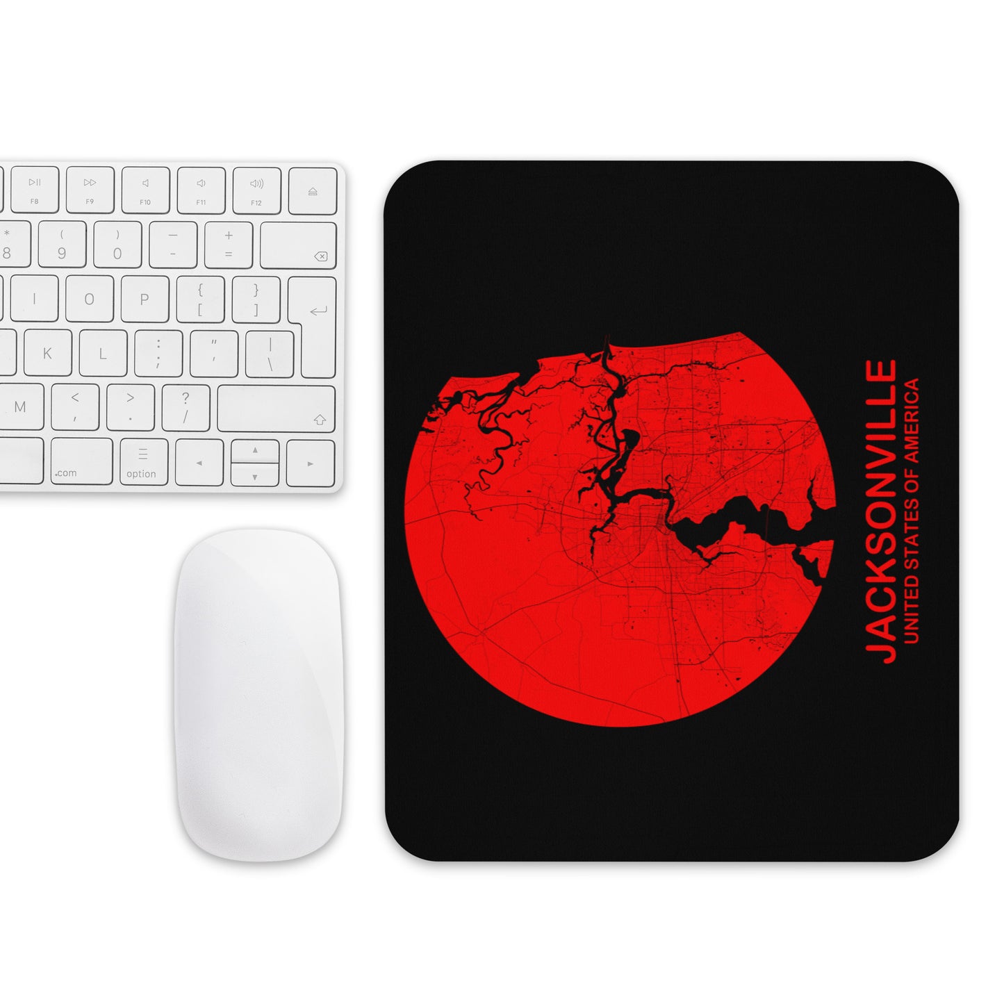 Jacksonville Circular Red Map Mouse Pad