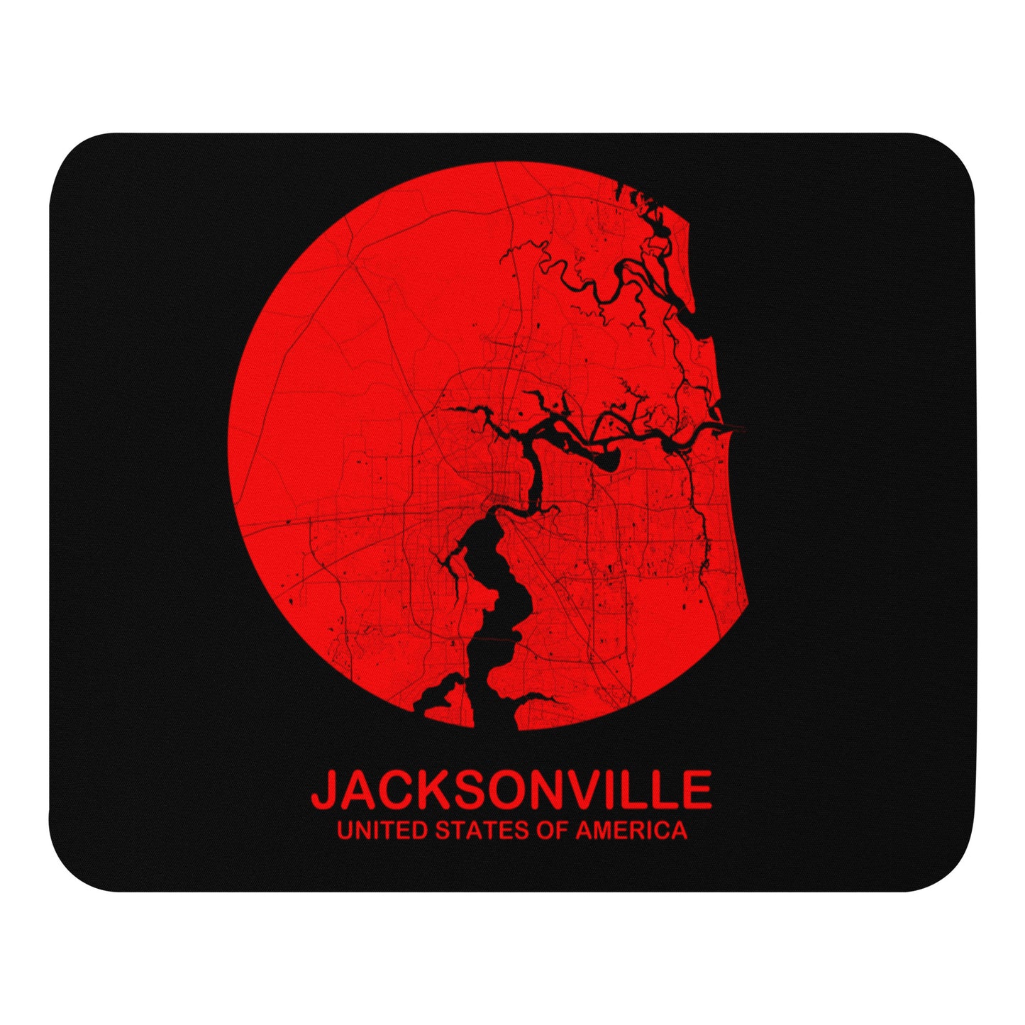 Jacksonville Circular Red Map Mouse Pad