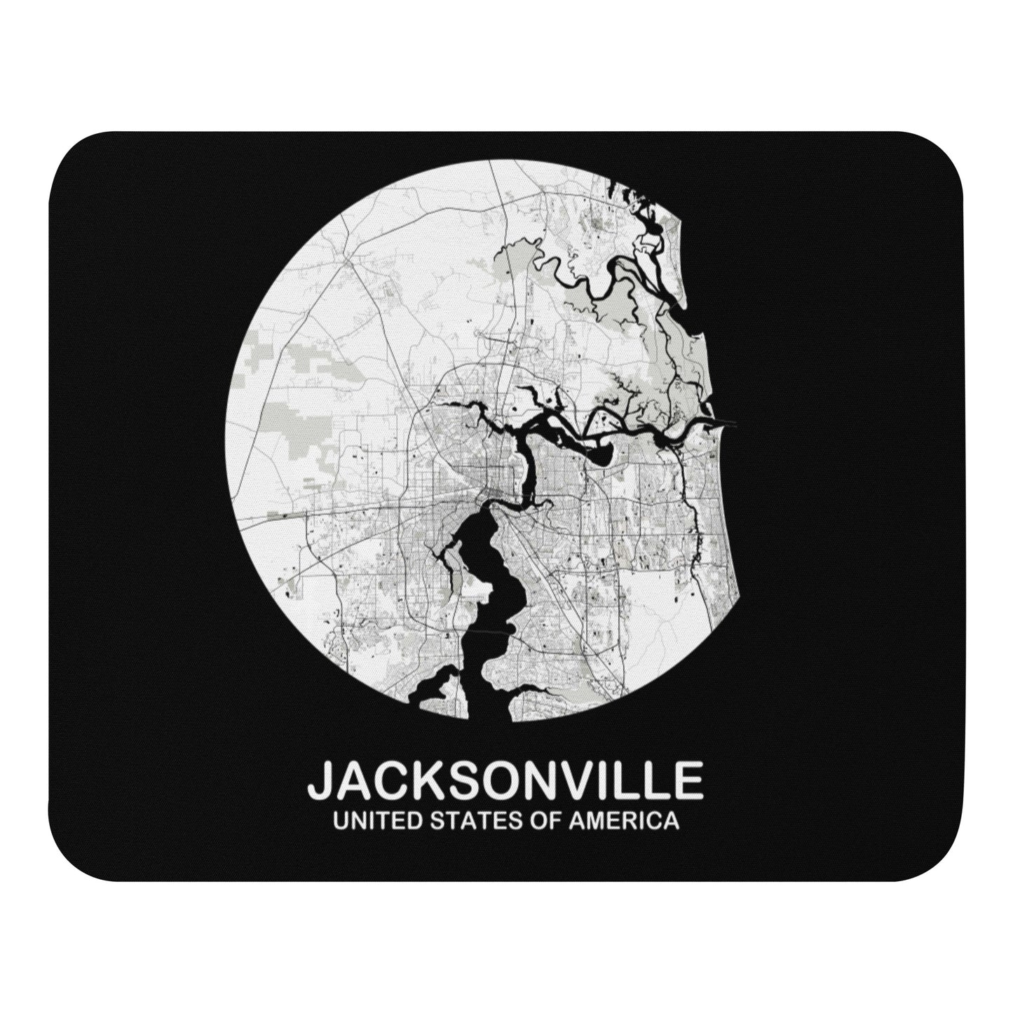 Jacksonville Circular White Map Mouse Pad