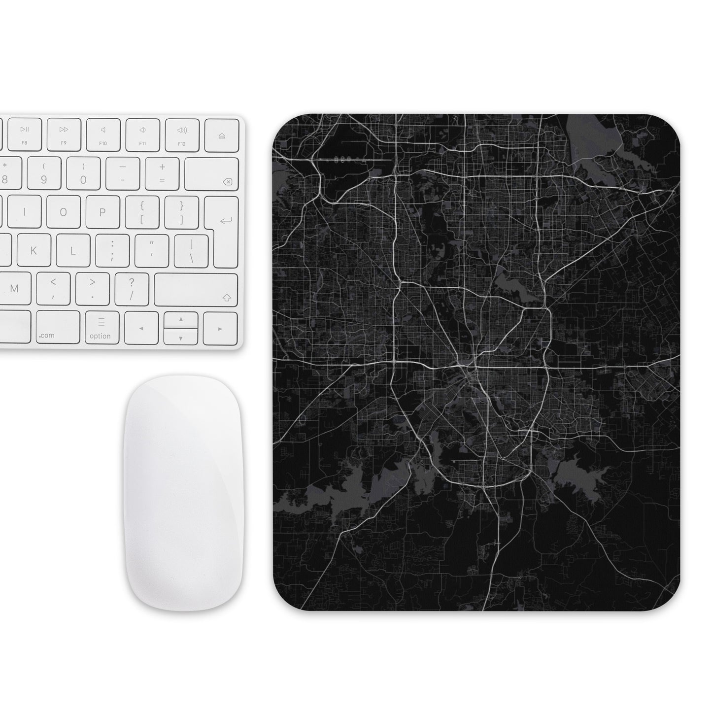 Fort Worth Black Map Mouse Pad