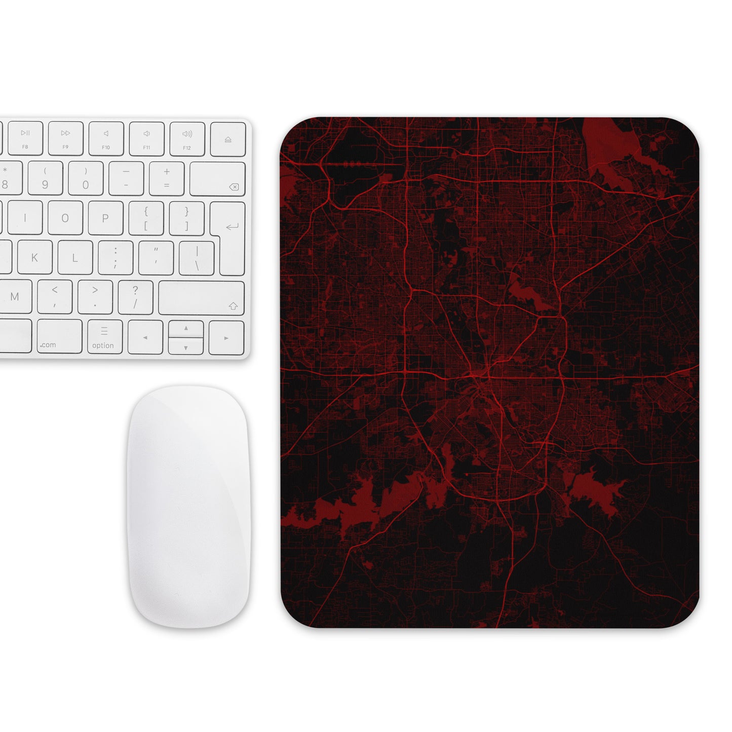 Fort Worth Black and Red Map Mouse Pad