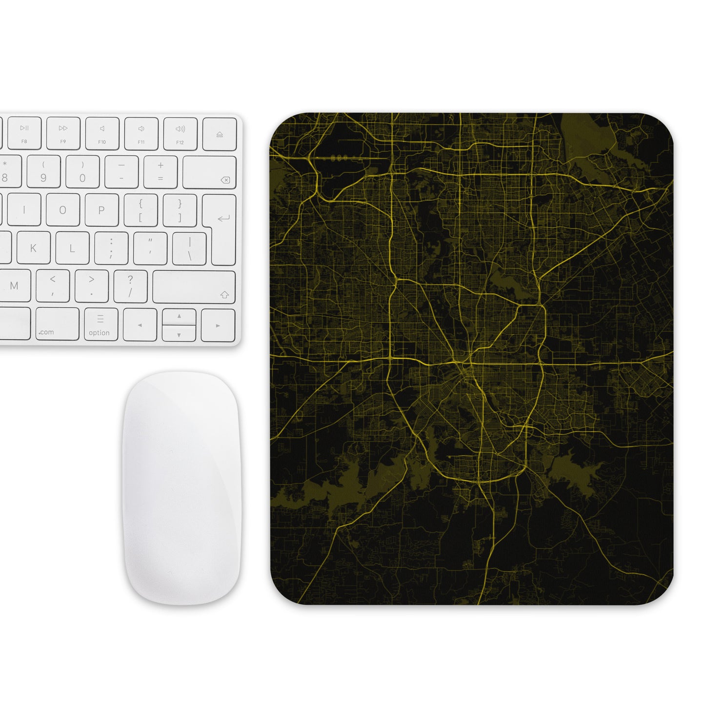 Fort Worth Black and Yellow Map Mouse Pad